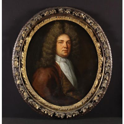 An Oval 18th Century Oil on Canvas: Head & Shoulders...