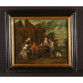 An 18th Century Flemish School Oil on Canvas: A...
