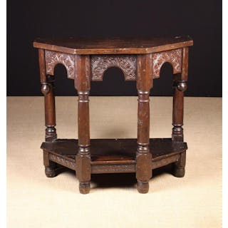 A Charles I Carved Oak Credence Table