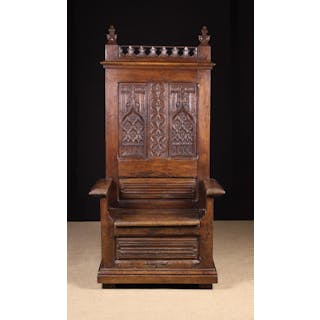 A 16th Century & Later French Gothic Oak Throne Chair