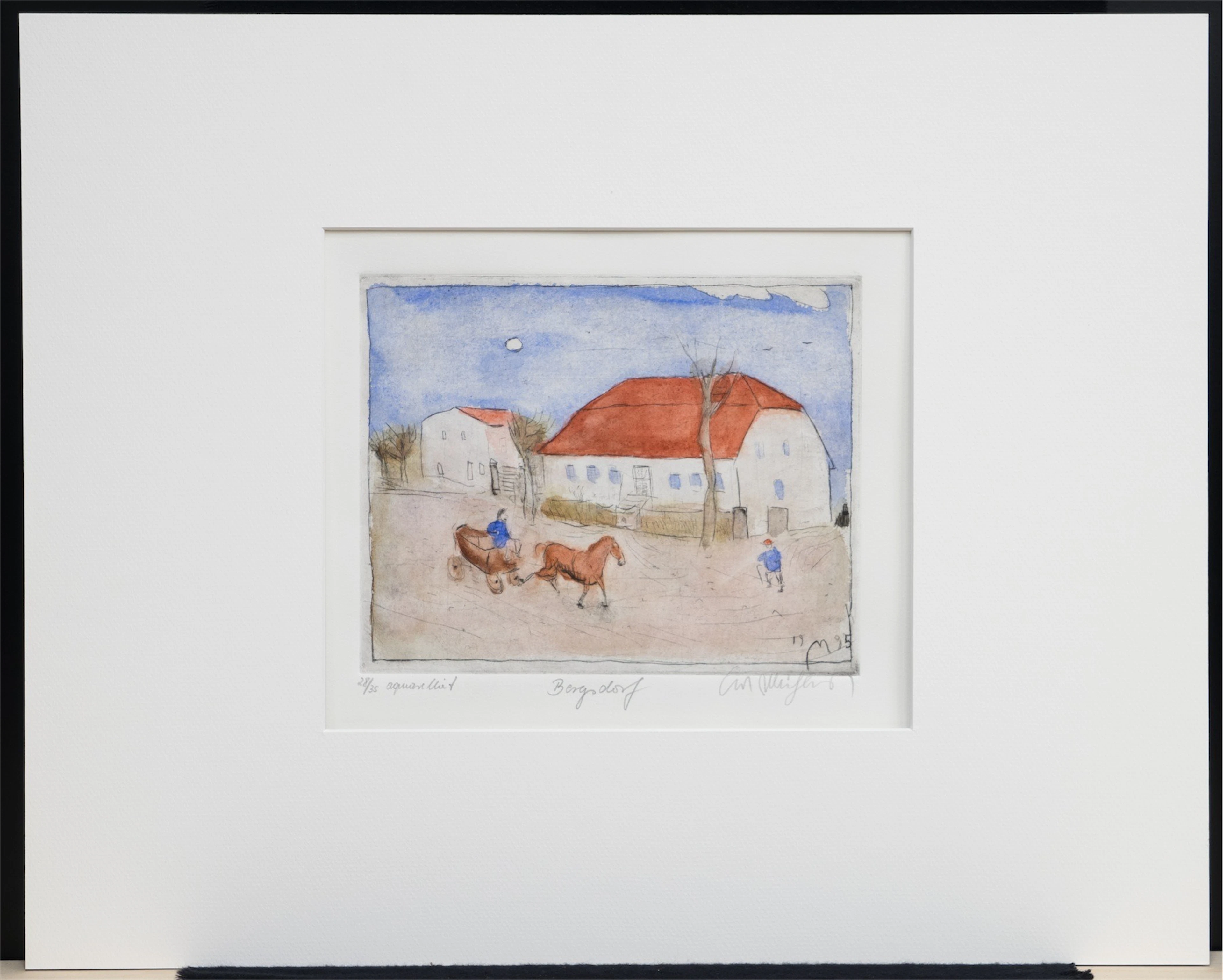 KURT MÜHLENHAUPT (1921 JÜTERBOG - 2006 BERGSDORF). Bergsdorf. Aquarellierte Radierung. Signiert, bezeichnet und numeriert. 35 num. Ex. 1995.