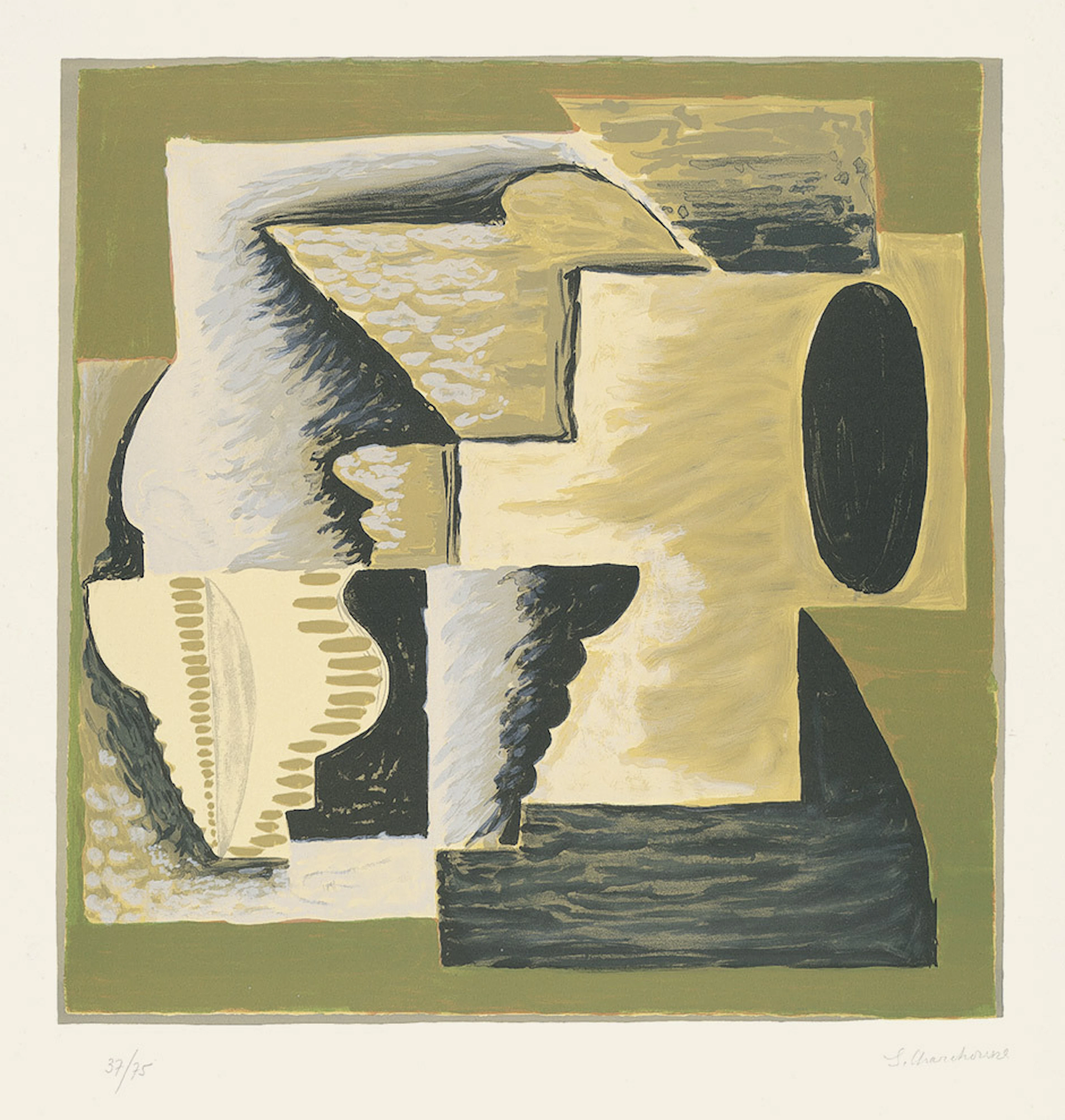 SERGE CHARCHOUNE (1889 BOUGOUROUSLAN - 1975 VILLENEUVE-SAINT-GEORGES). Abstrakte Komposition - Farblithographie auf Arches-Velin.