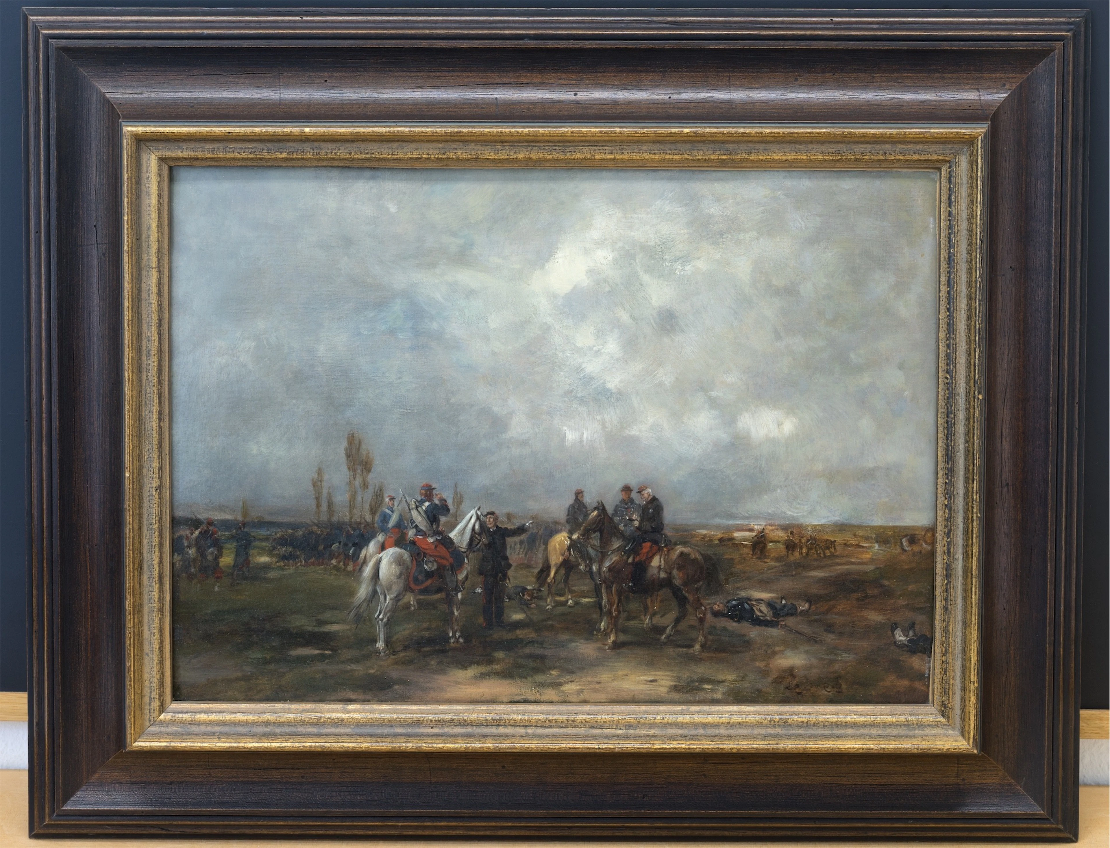 LEON DU PATY (1849 - 1920, PARIS). Szene aus dem deutsch-französischen Krieg: Besprechung nach der Schlacht. Öl auf Leinwand.