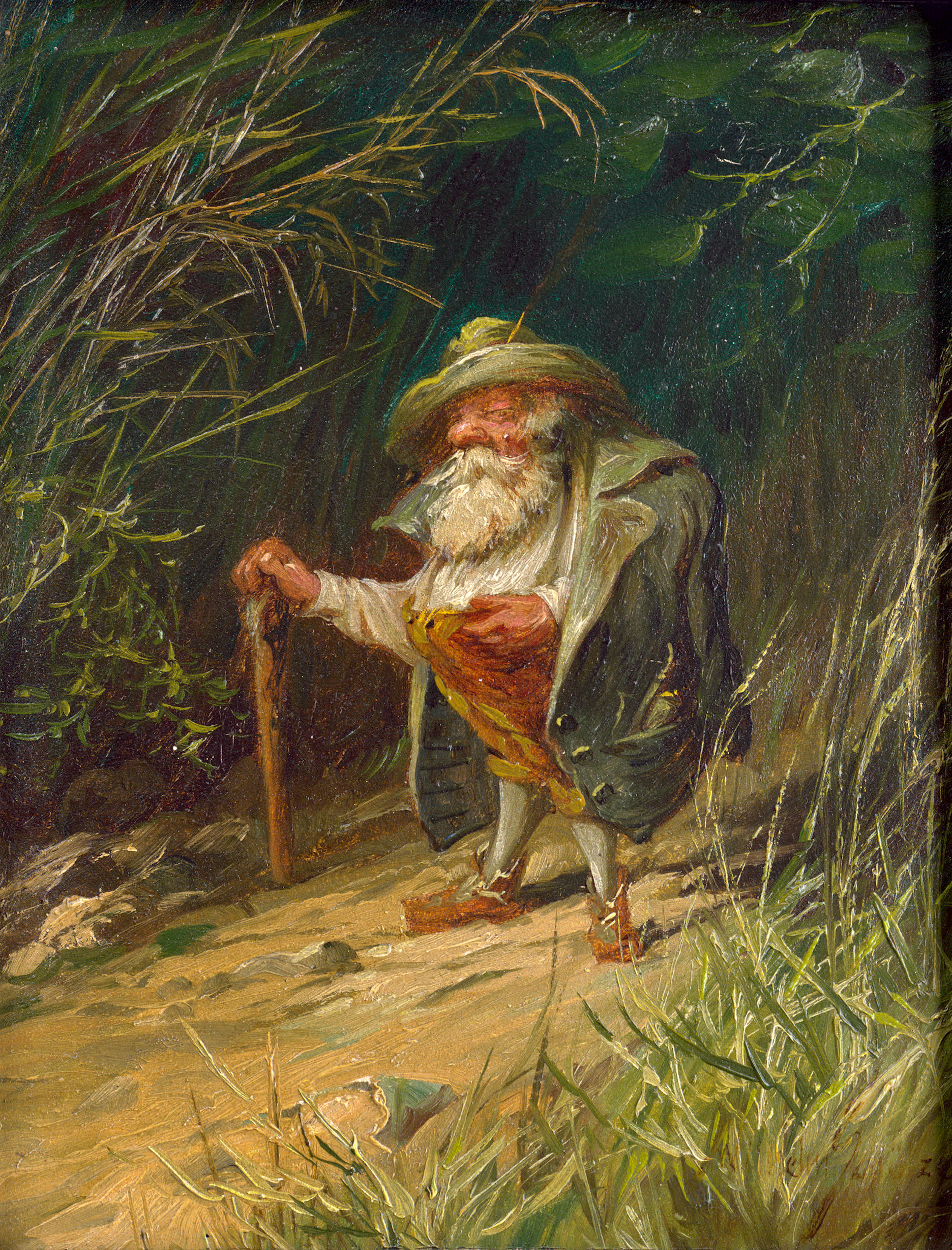 WILHELM SCHÜTZE (1840 KAUFBEUREN - 1898 MÜNCHEN). Ein Waldzwerg. Öl auf Malpappe.
