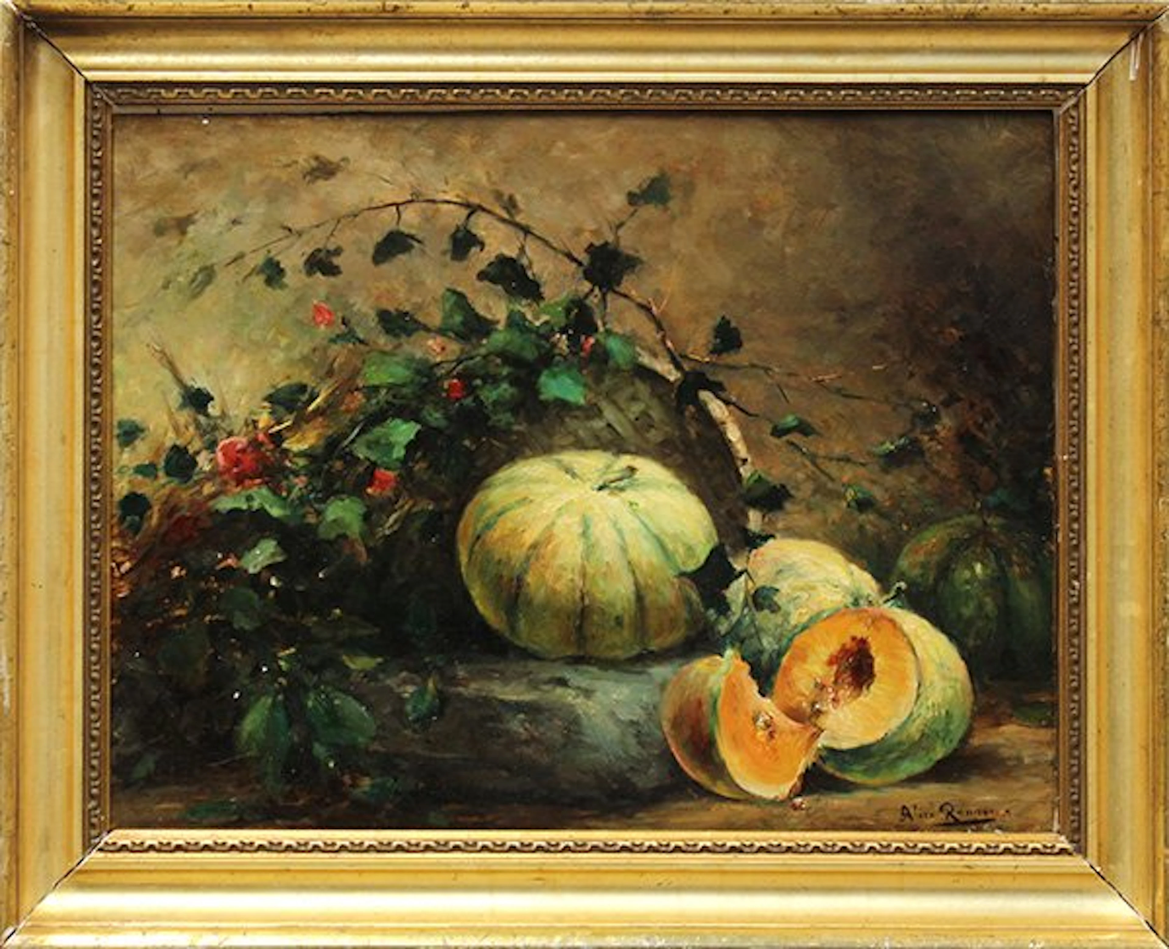 6181: Painting, Alice Ronner, Still Life with Melons