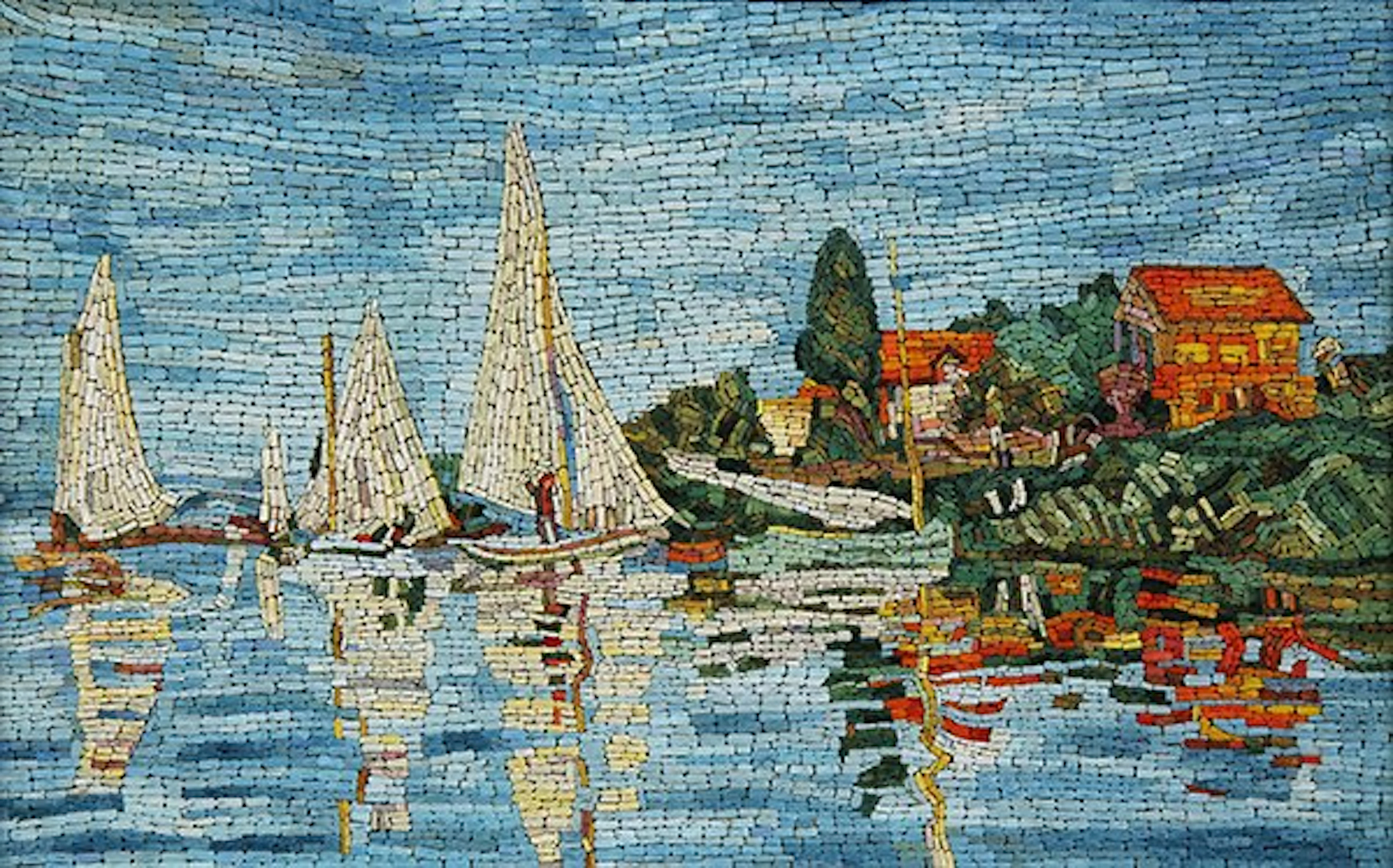 Italian Vatican studio framed micro mosaic plaque