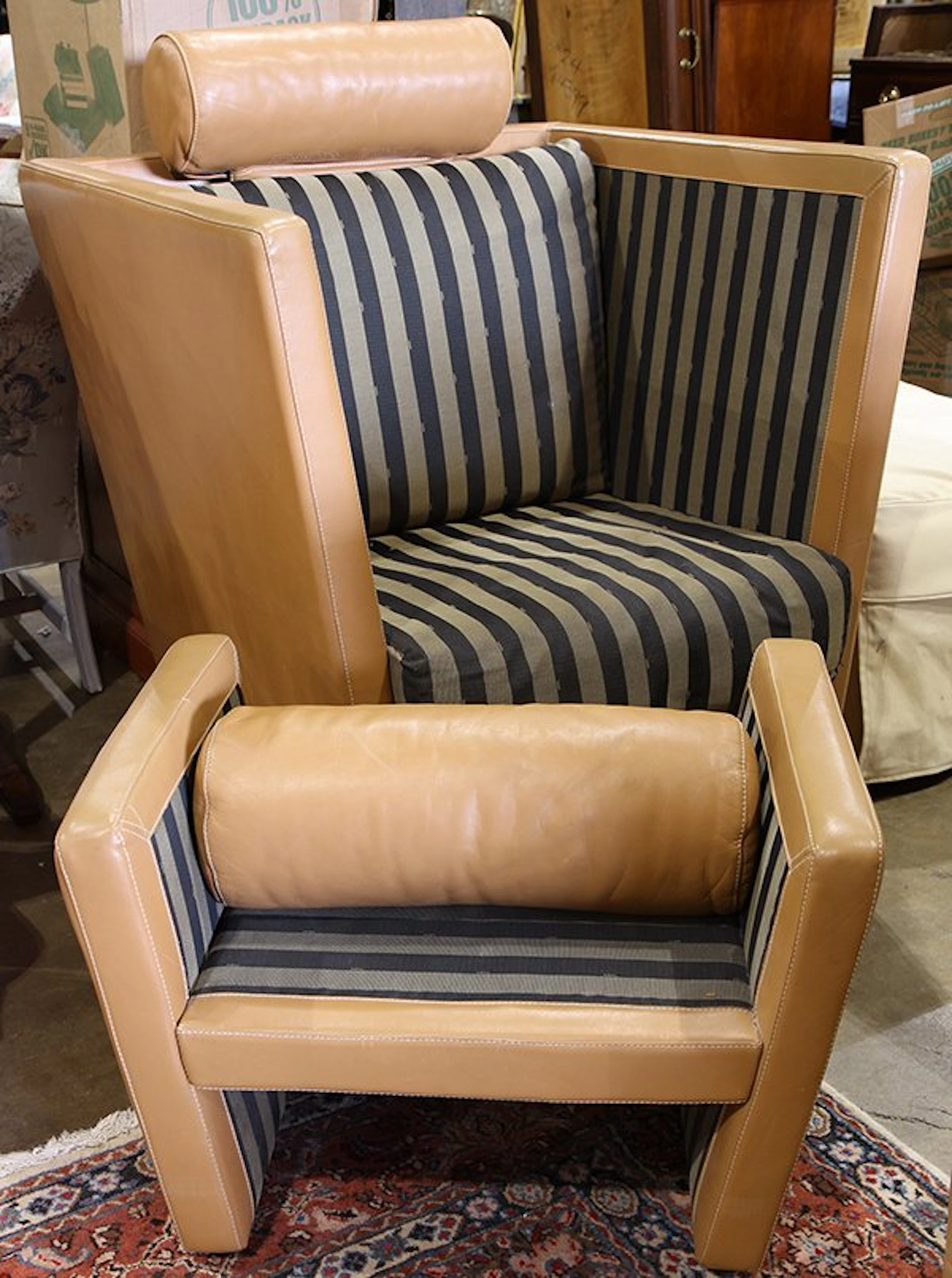 Vintage Fendi Casa asymmetrical club chair and ottoman