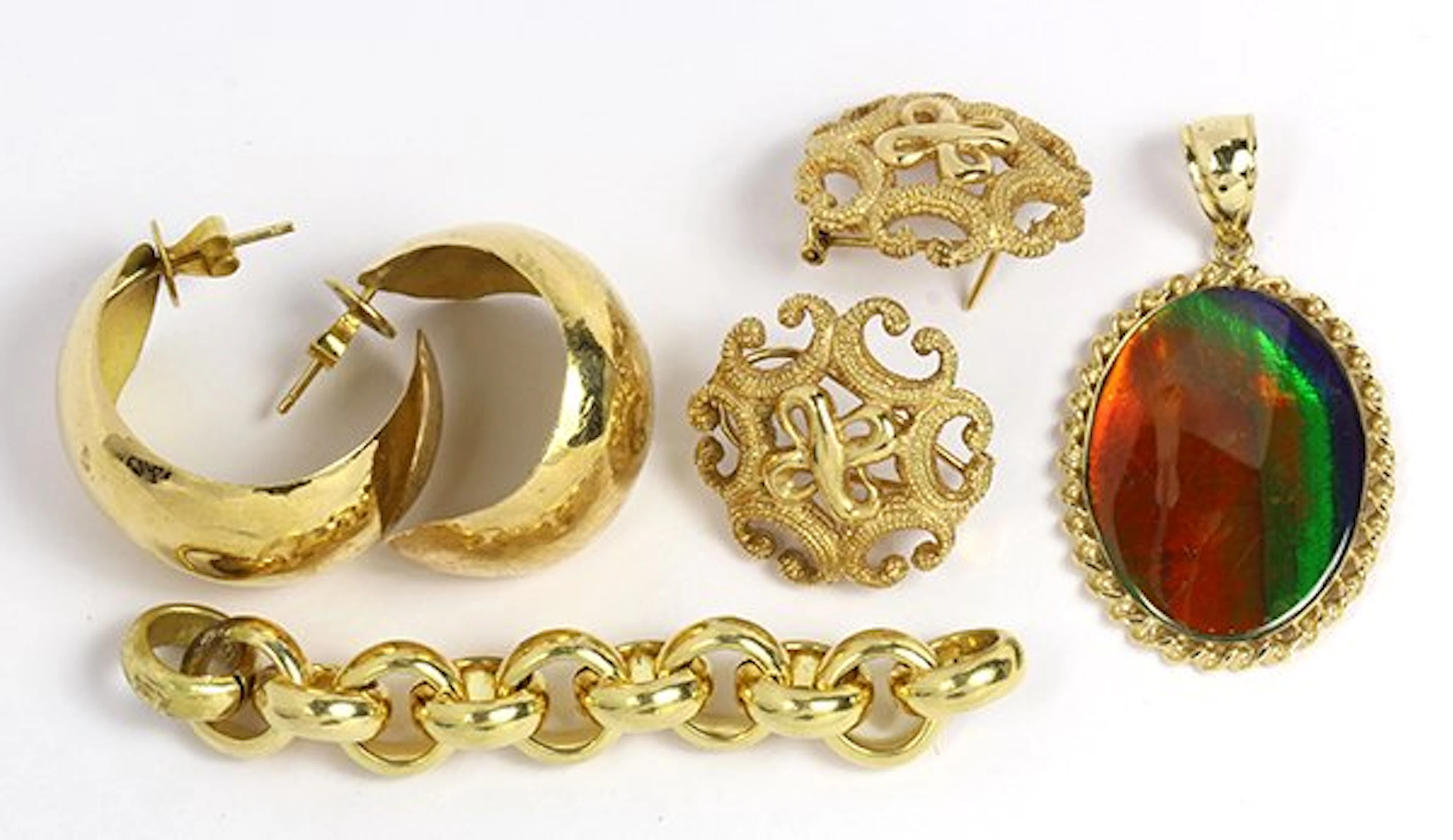 Collection of gem and yellow gold jewelry