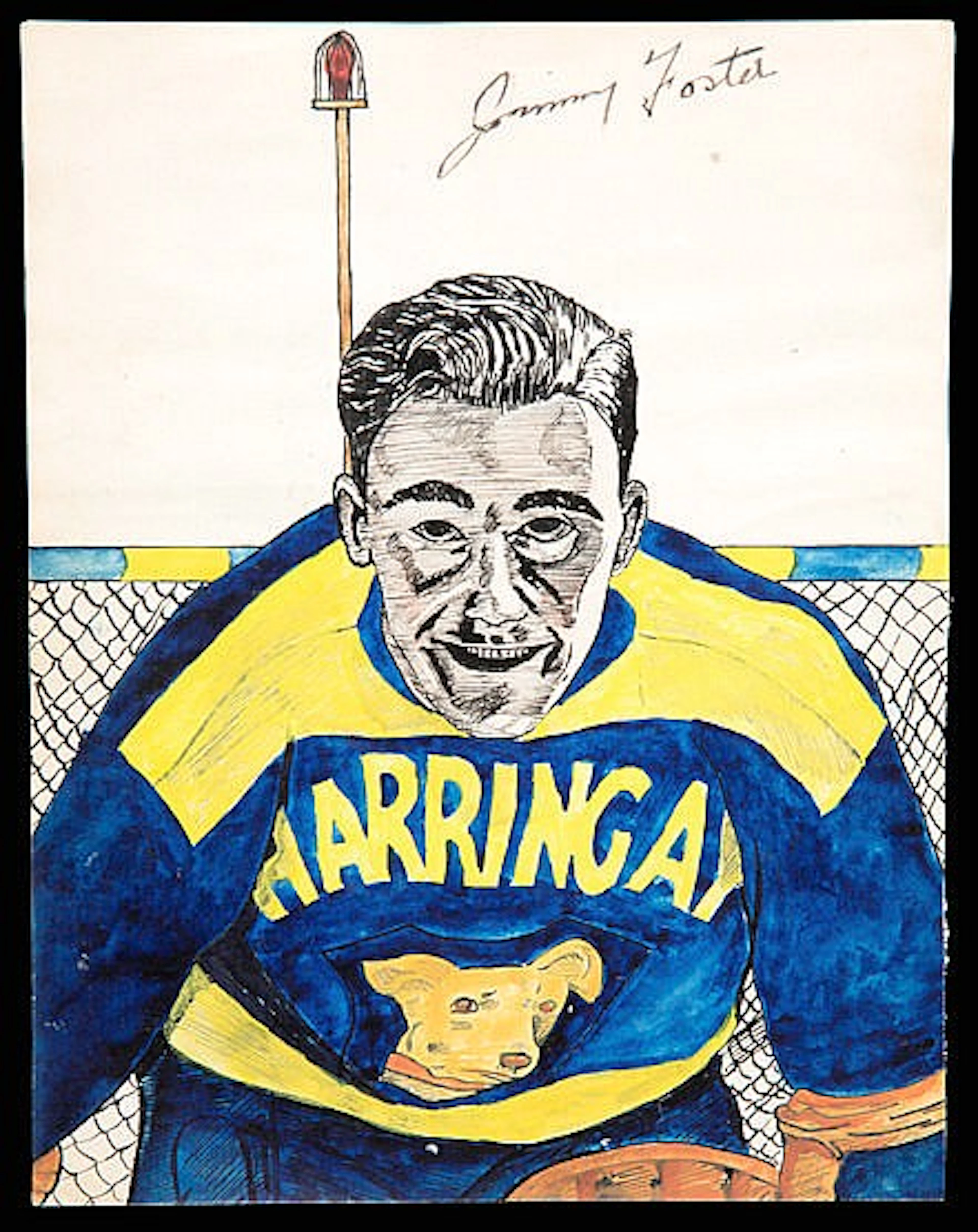 Artist drawn portraits of Harringay Racers/Greyhou