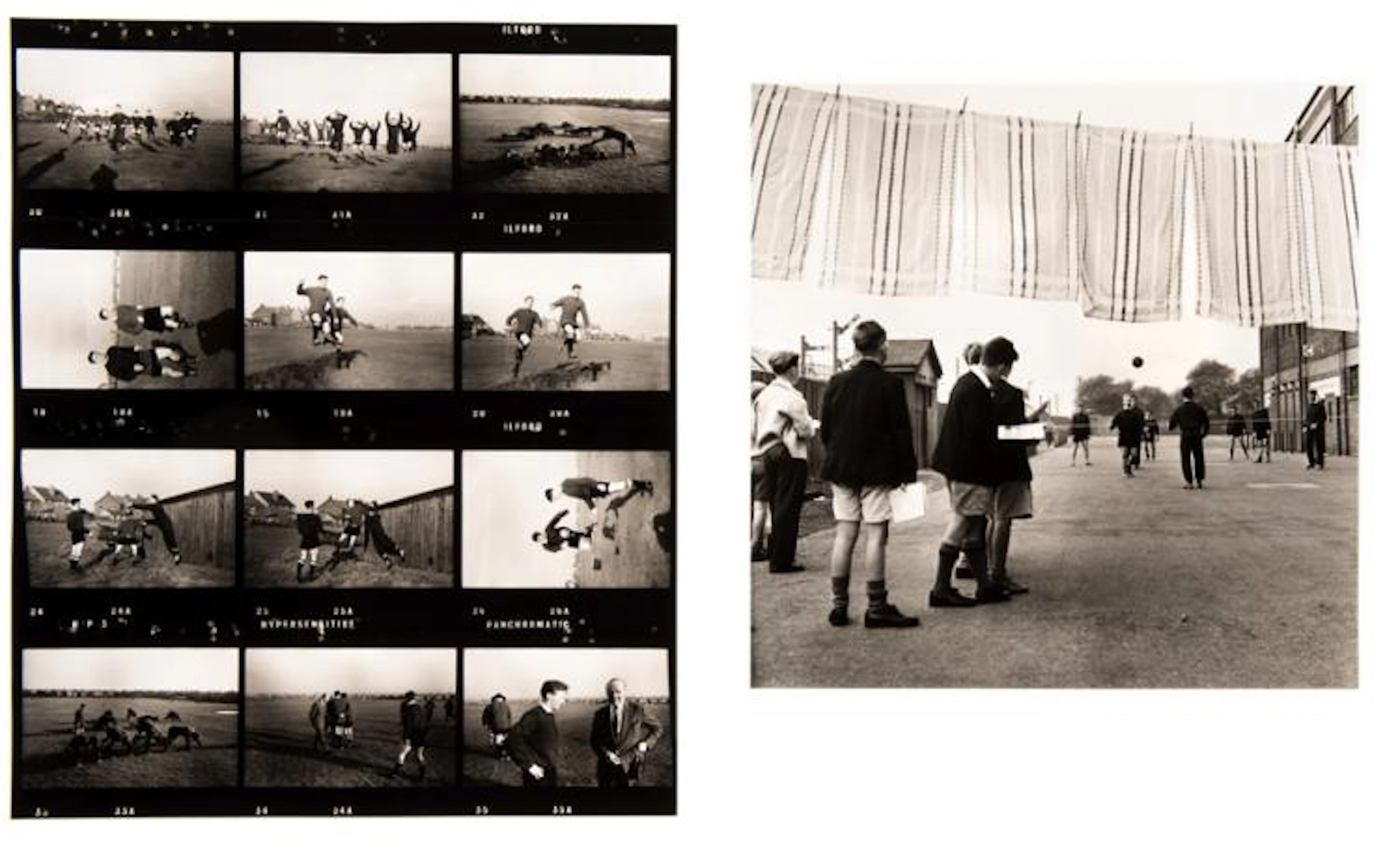 Two b&w photographic prints featuring the Manchester United Busby Babes, th