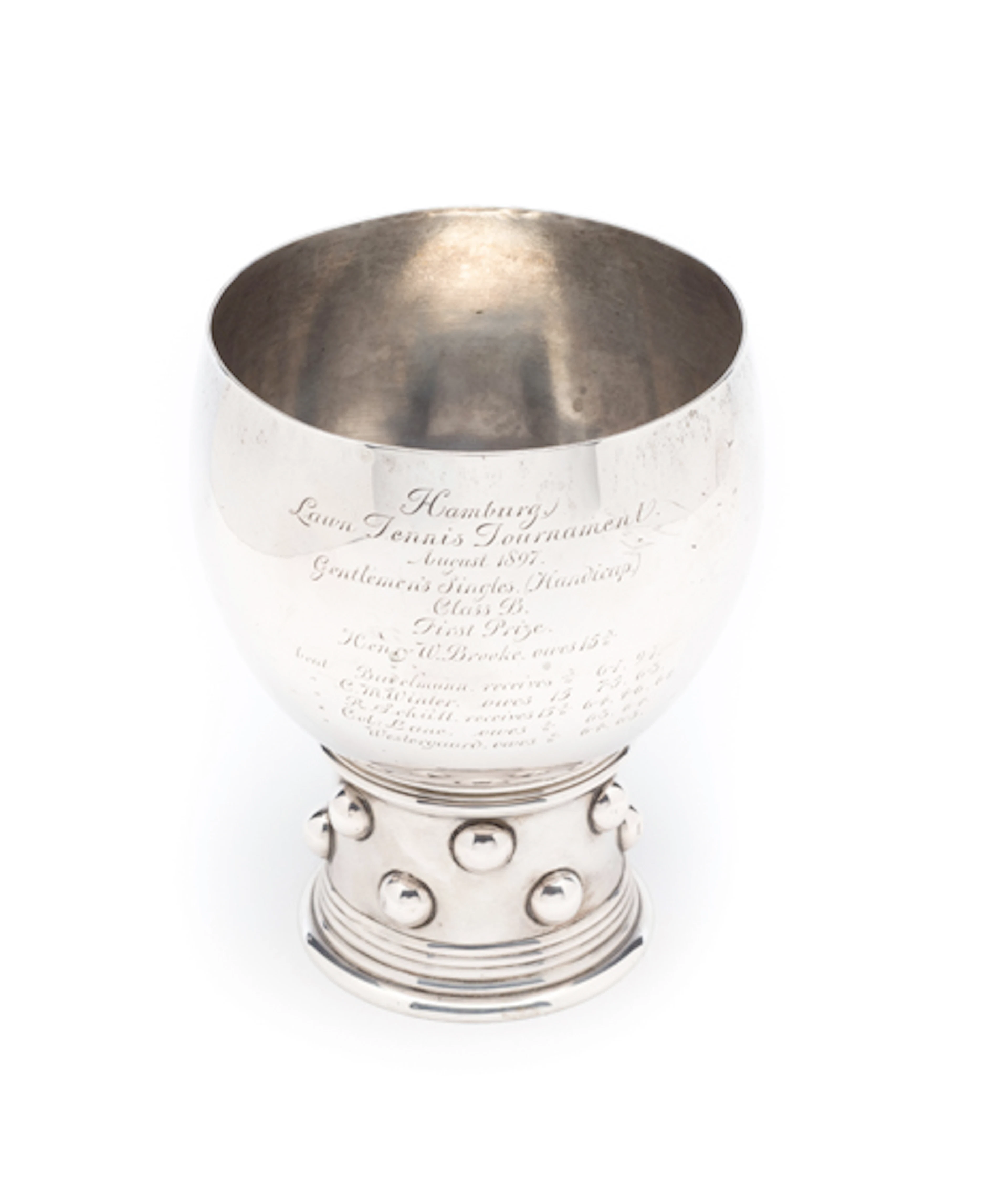 A German silver trophy presented at the Hamburg Lawn Tennis Tournament in A