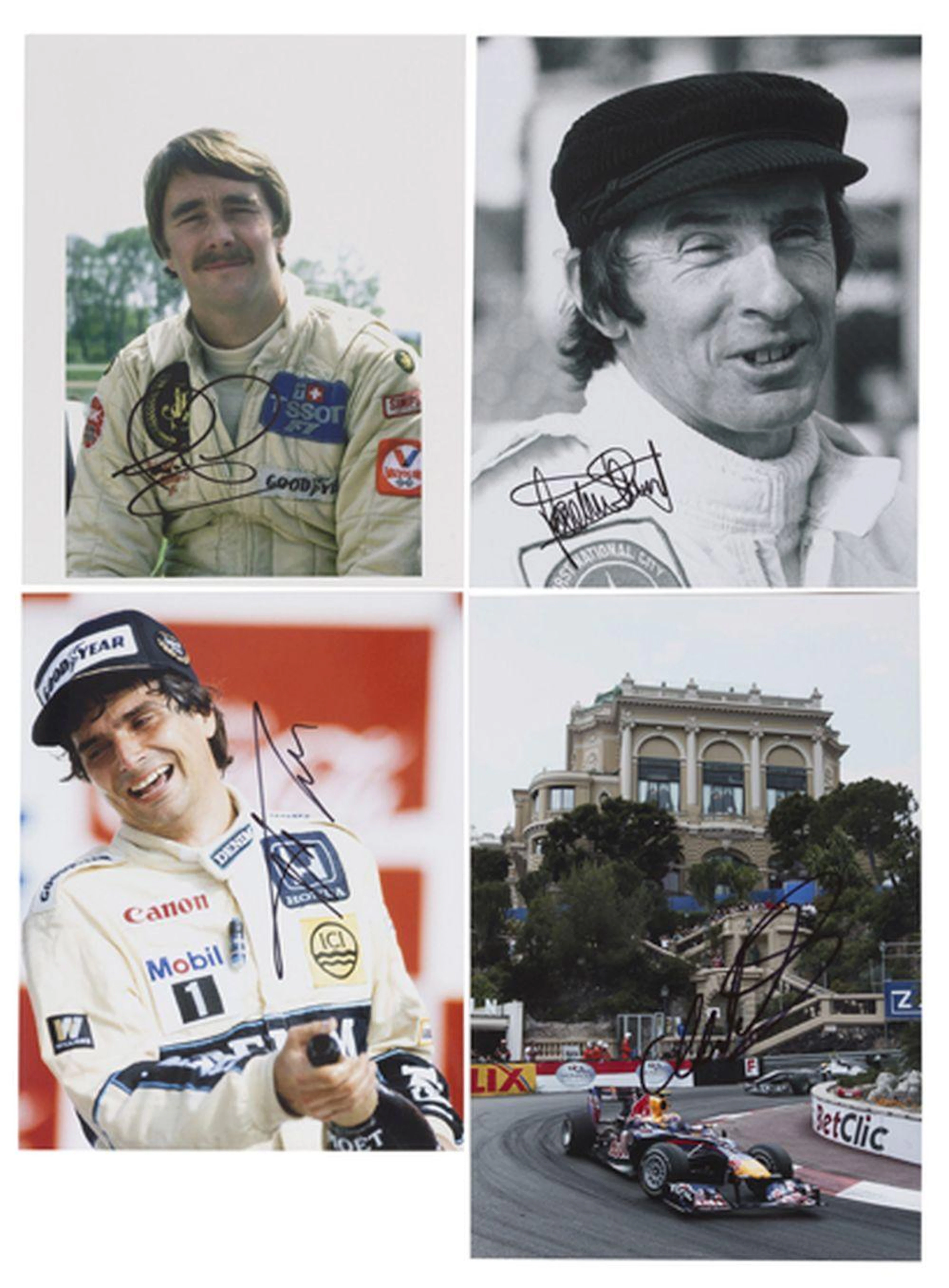 Eighteen signed photographs of UK and international F1 drivers, comprising