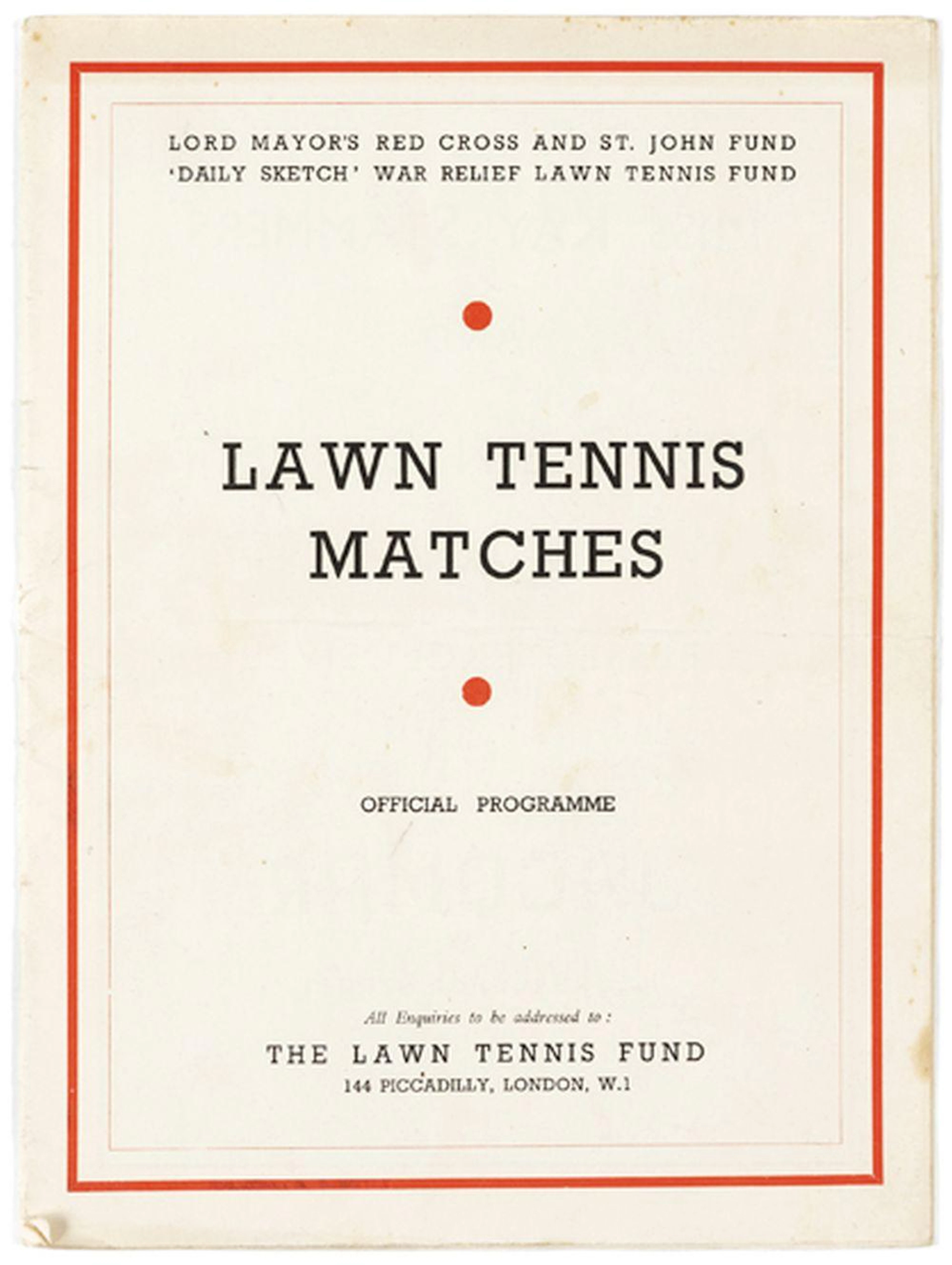 1948 Wimbledon programmes for Monday 21st and Tuesday 29th June, with Drobn