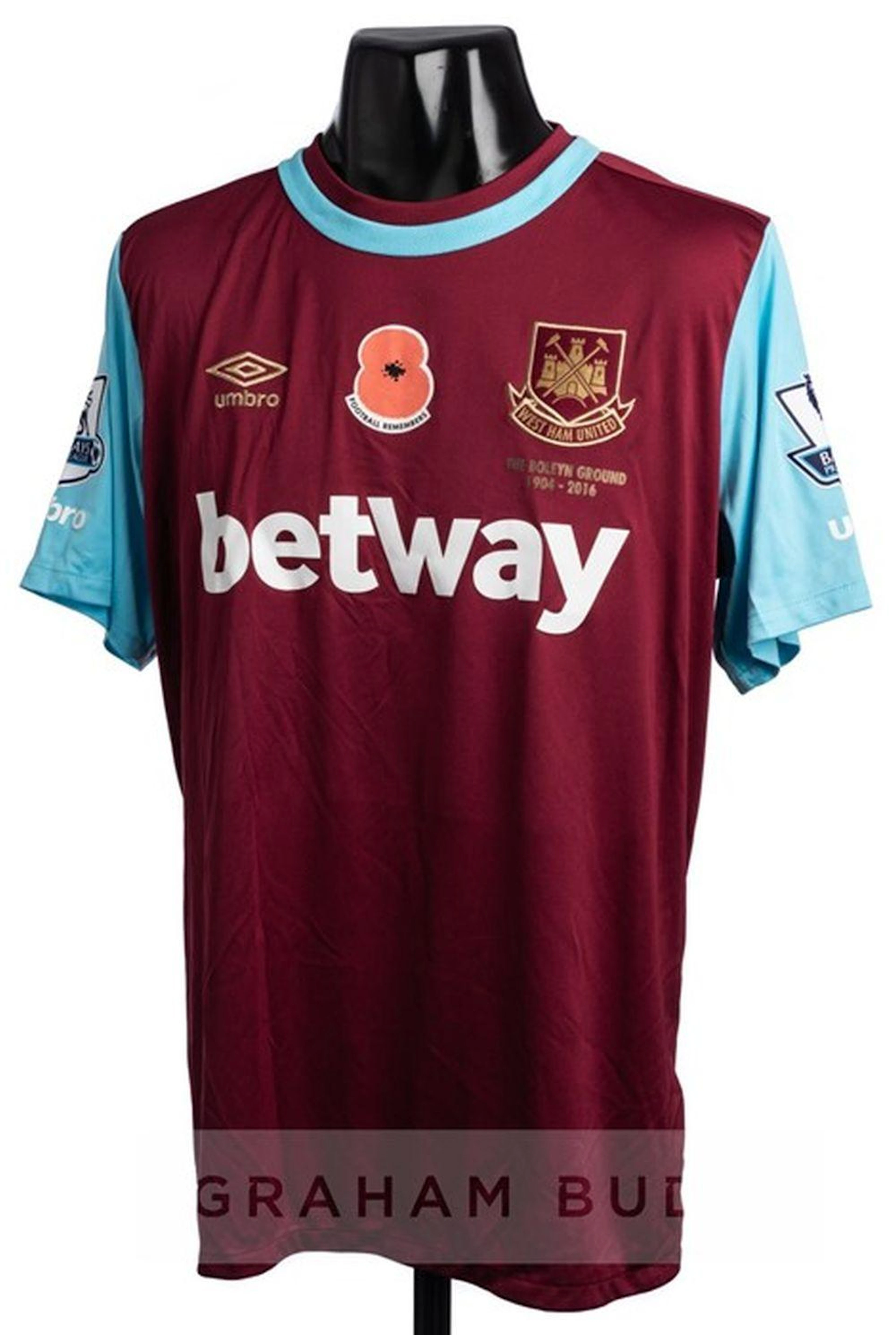 WINSTON REID CLARET AND BLUE WEST HAM UNITED NO.2 POPPY...