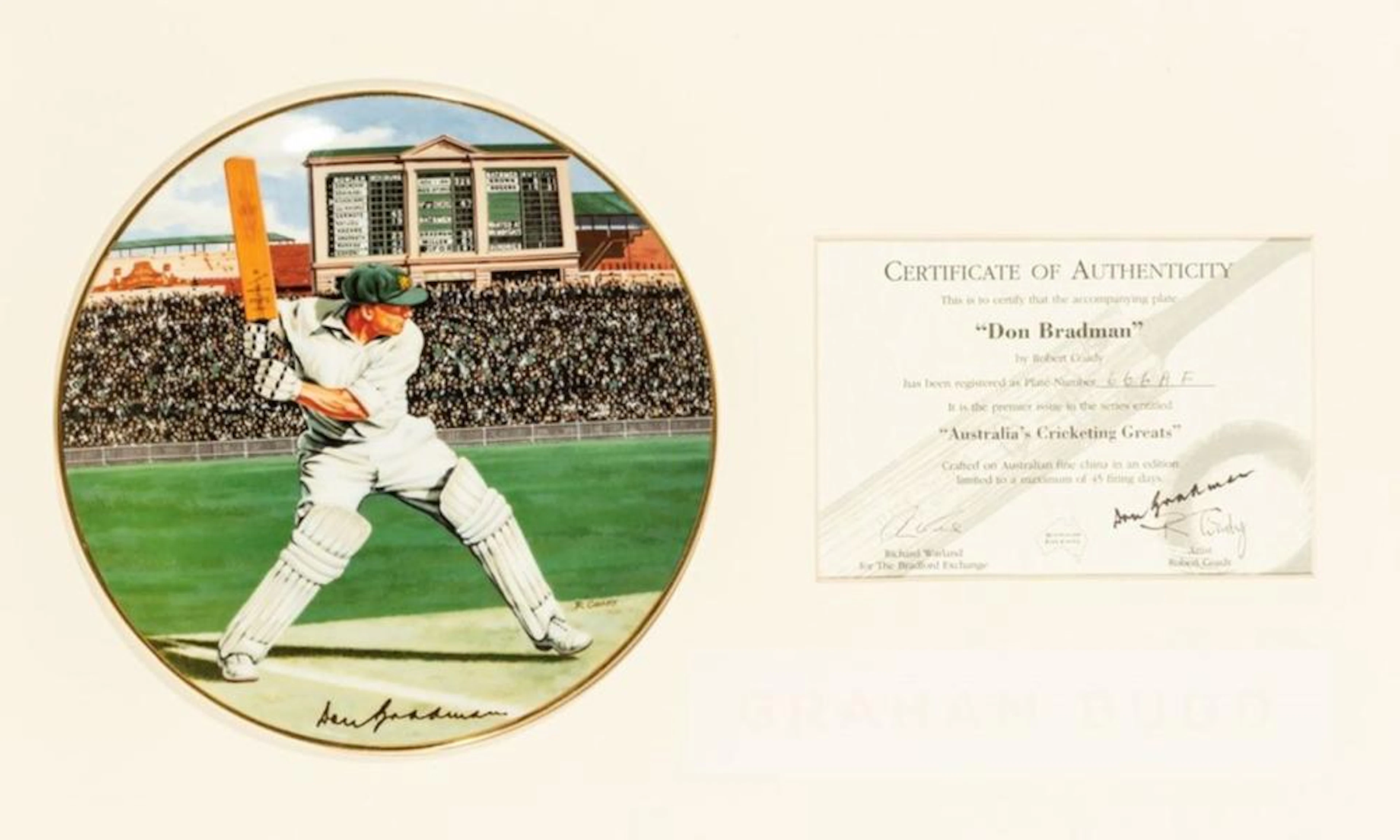 FRAMED DON BRADMAN CERAMIC PLATE
