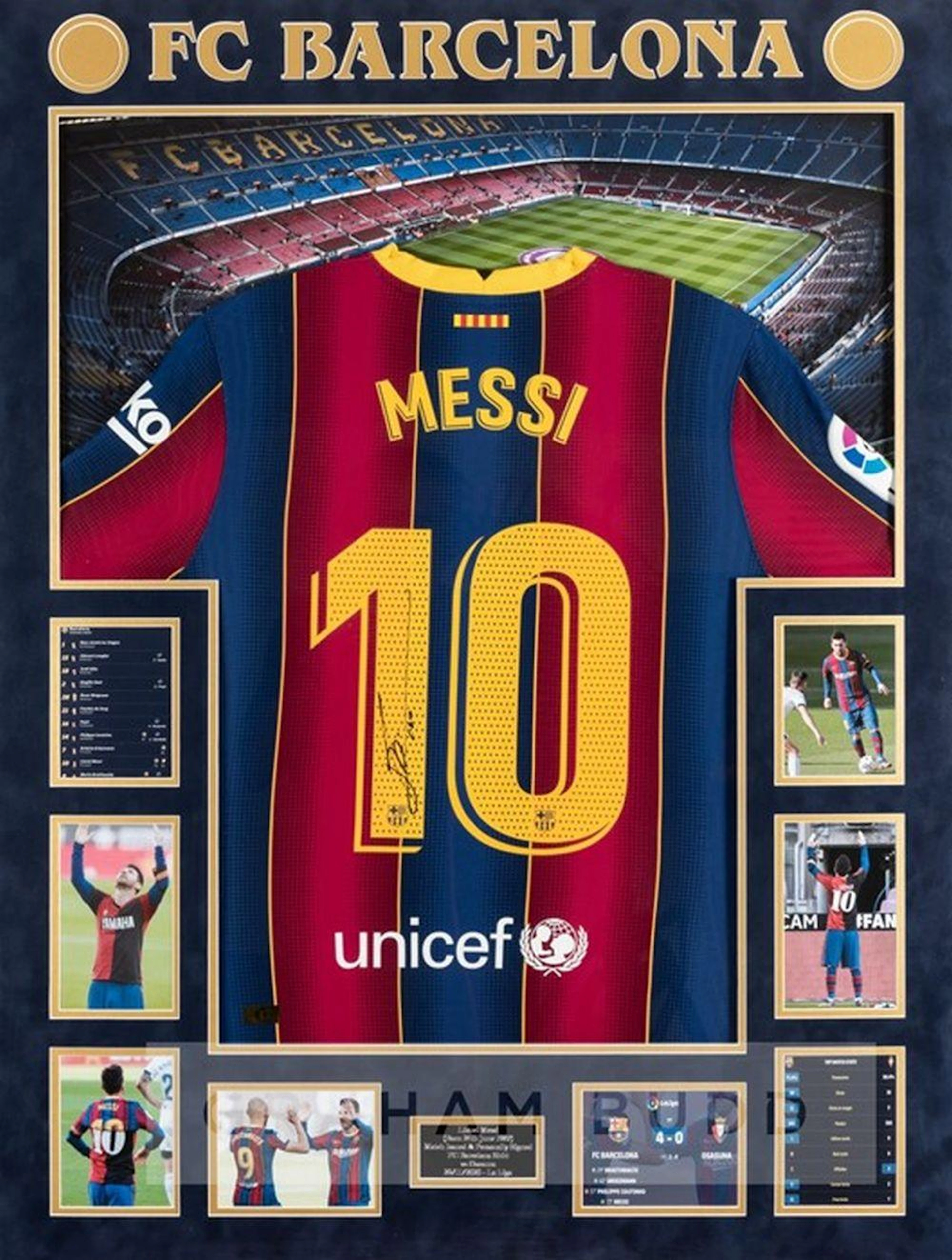 LIONEL MESSI SIGNED CLARET AND NAVY FC BARCELONA NO.10...
