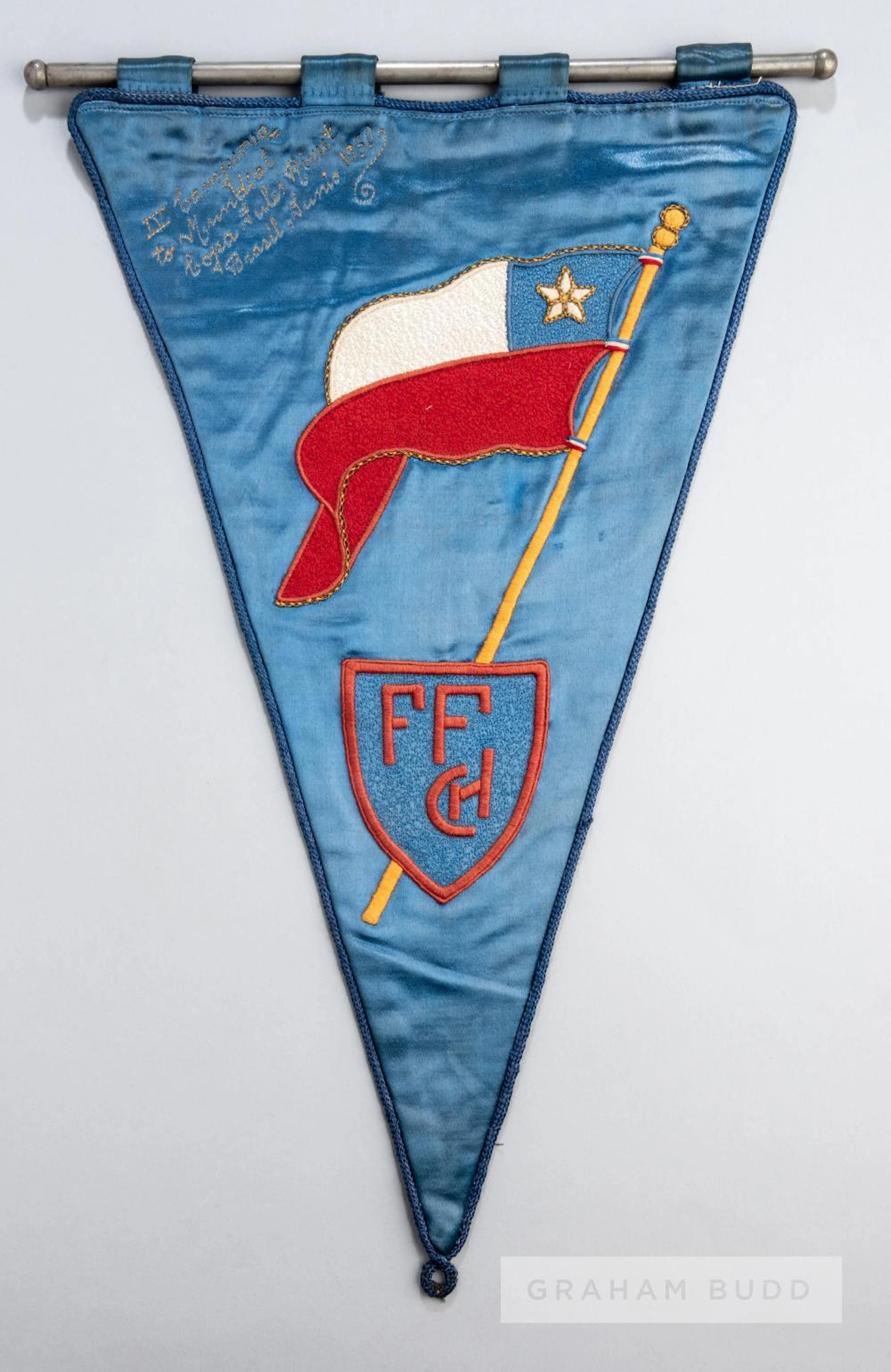 AN IMPORTANT OFFICIAL FOOTBALL PENNANT PRESENTED ON THE...