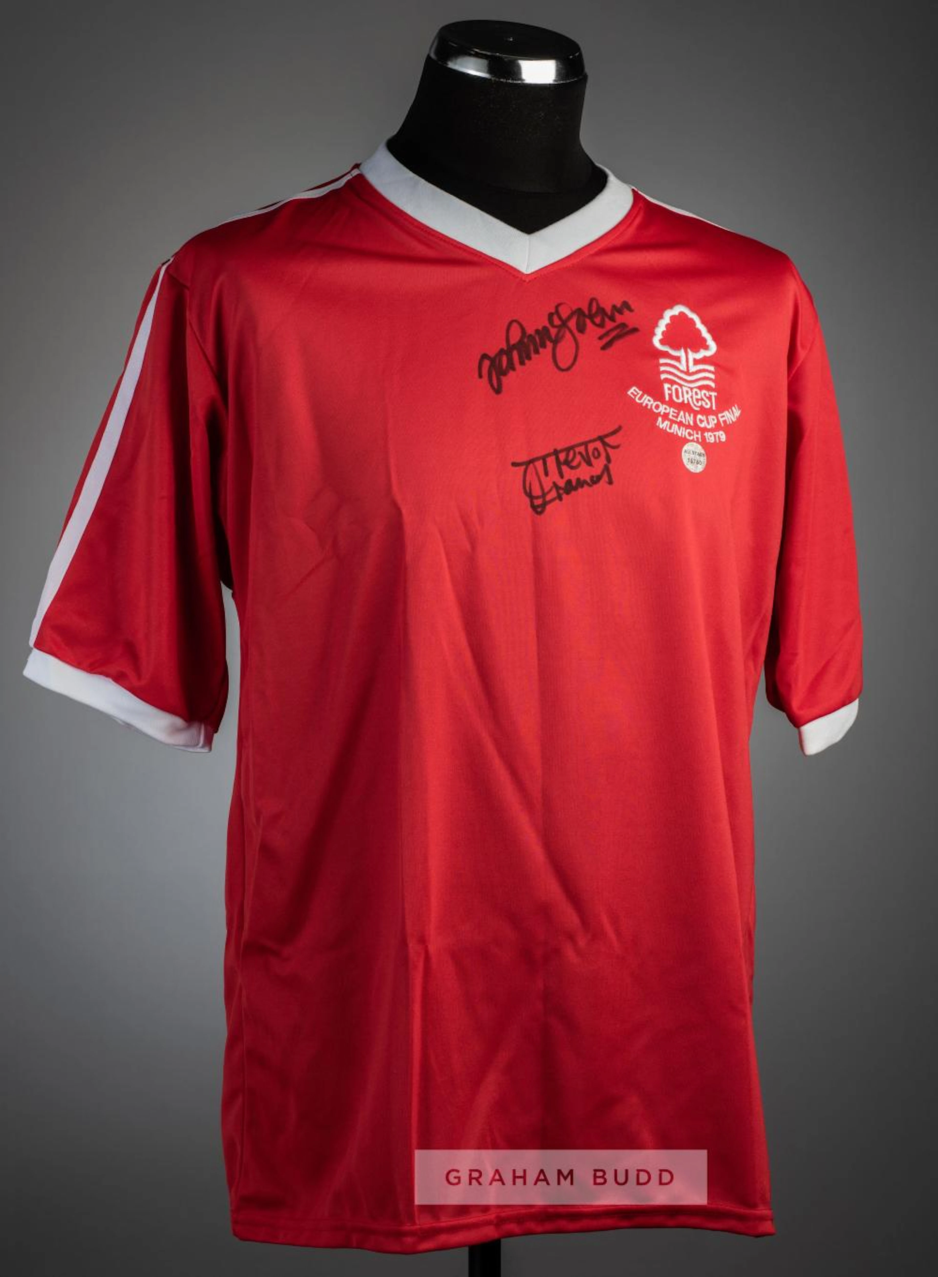 Trevor Francis and John McGovern signed red and white...
