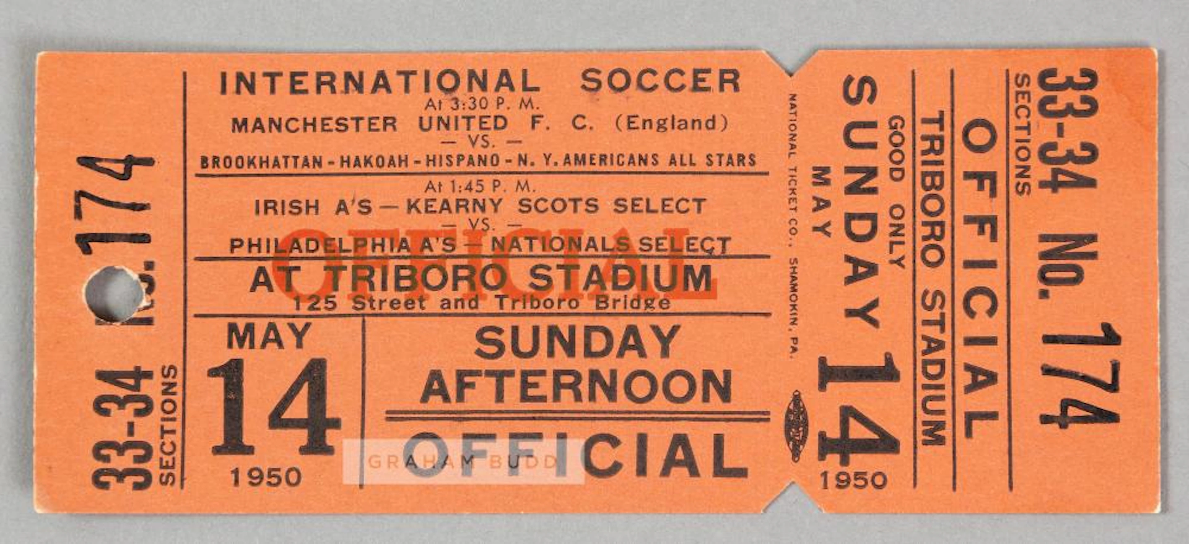 An Official ticket for Manchester United's international...