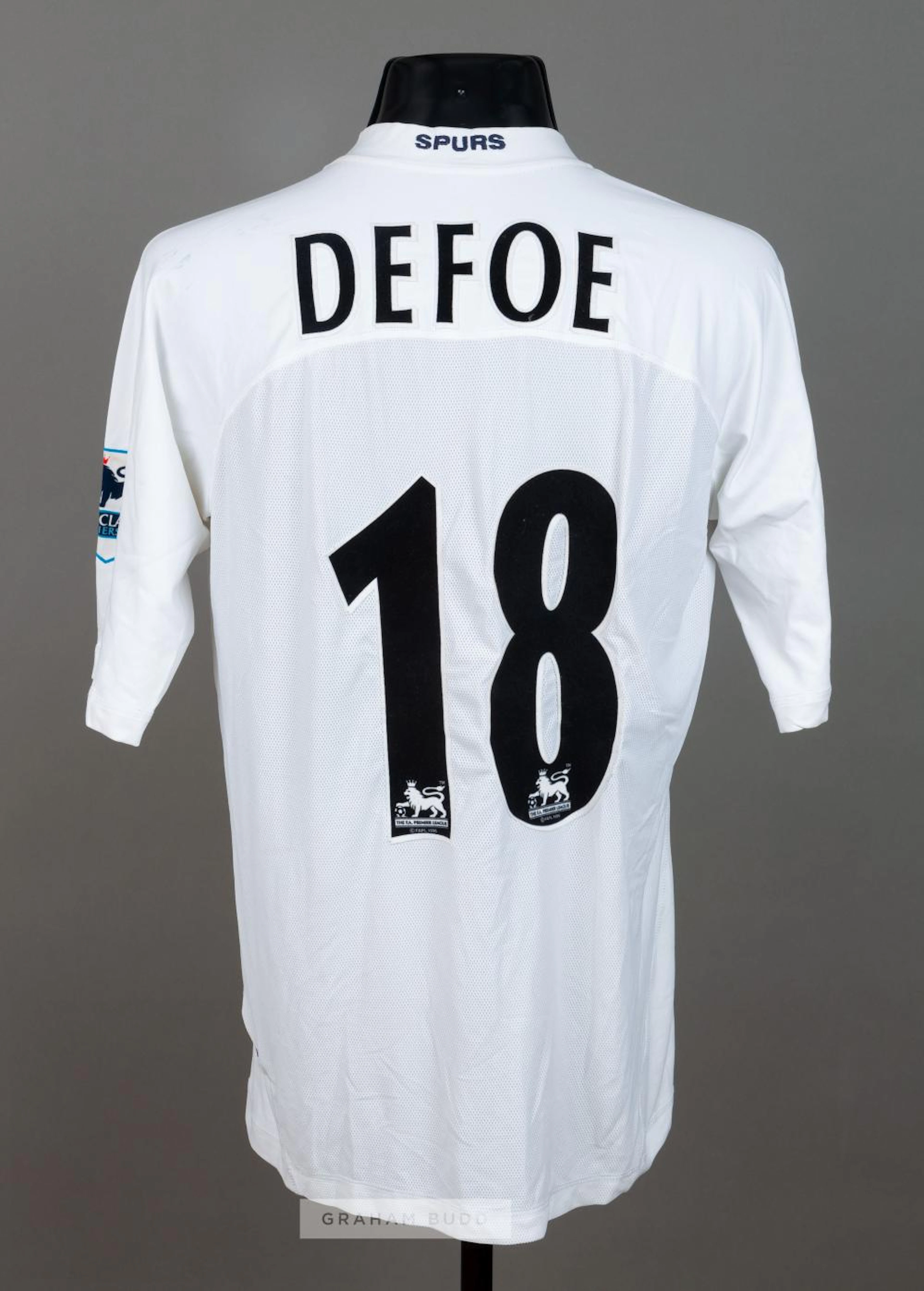 Jermain Defoe white Tottenham Hotspur no.18 home jersey v Middlesbrough