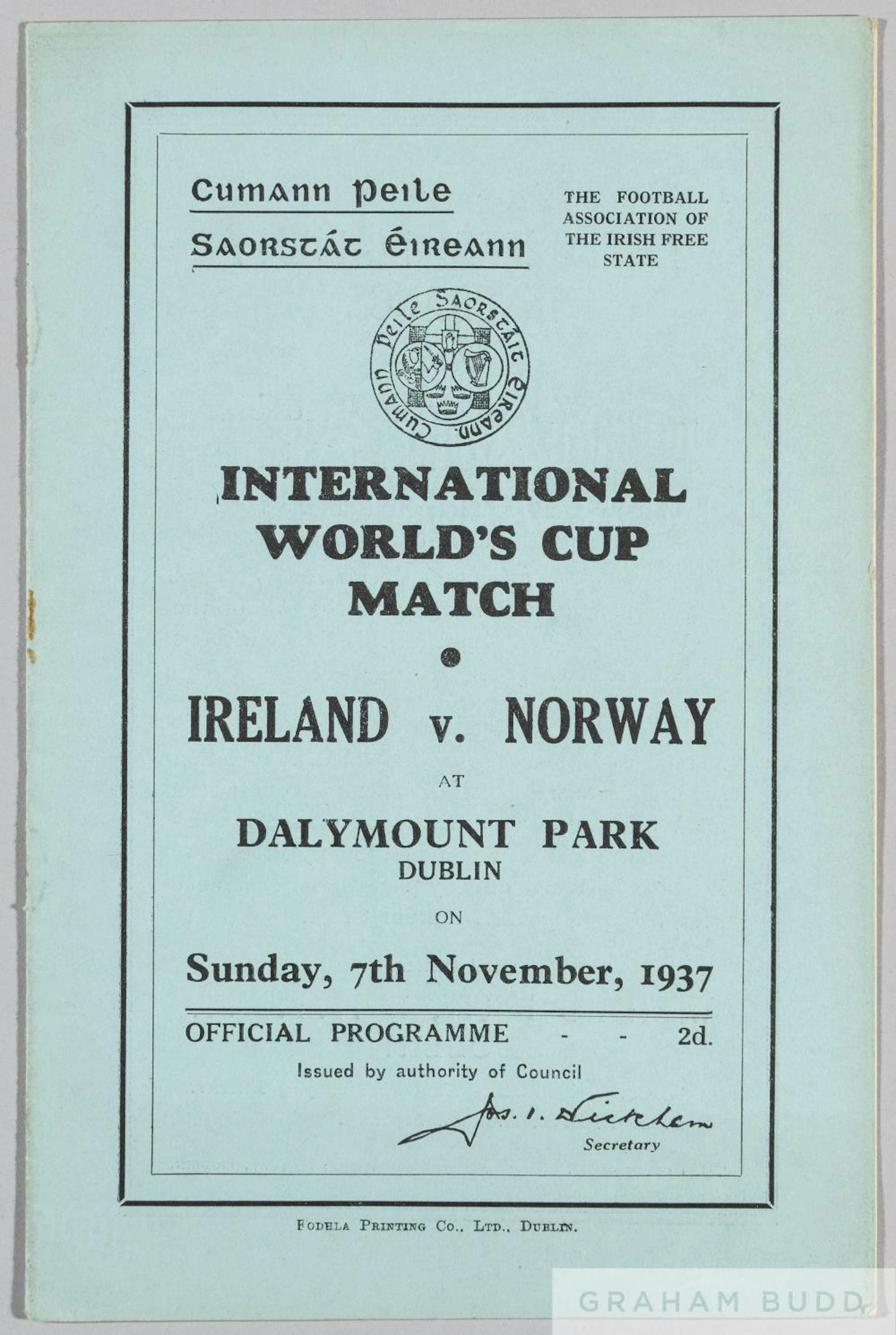 Ireland v Norway 1938 World Cup qualification match...