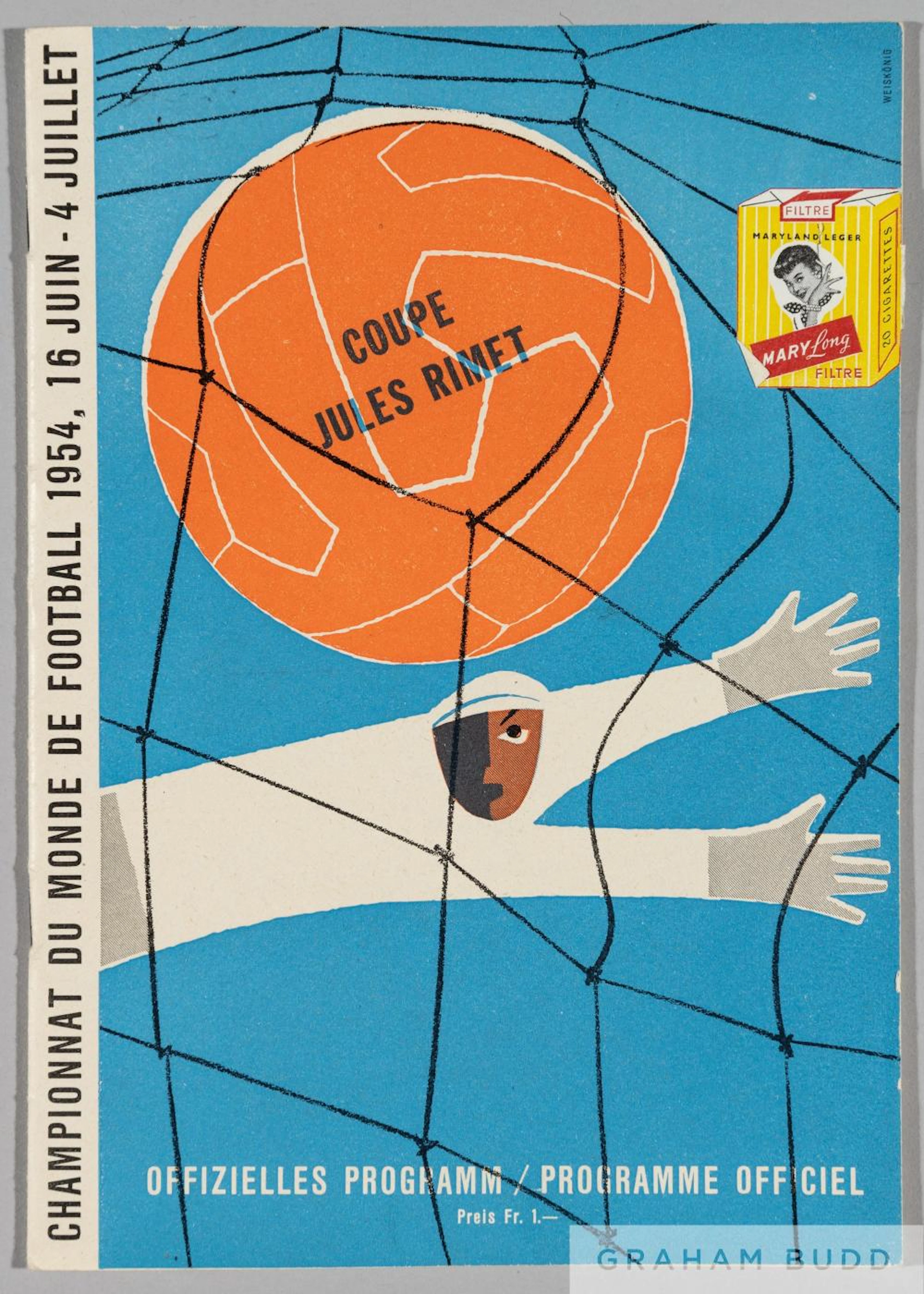 1954 World Cup programme signed by the Italy team in the...