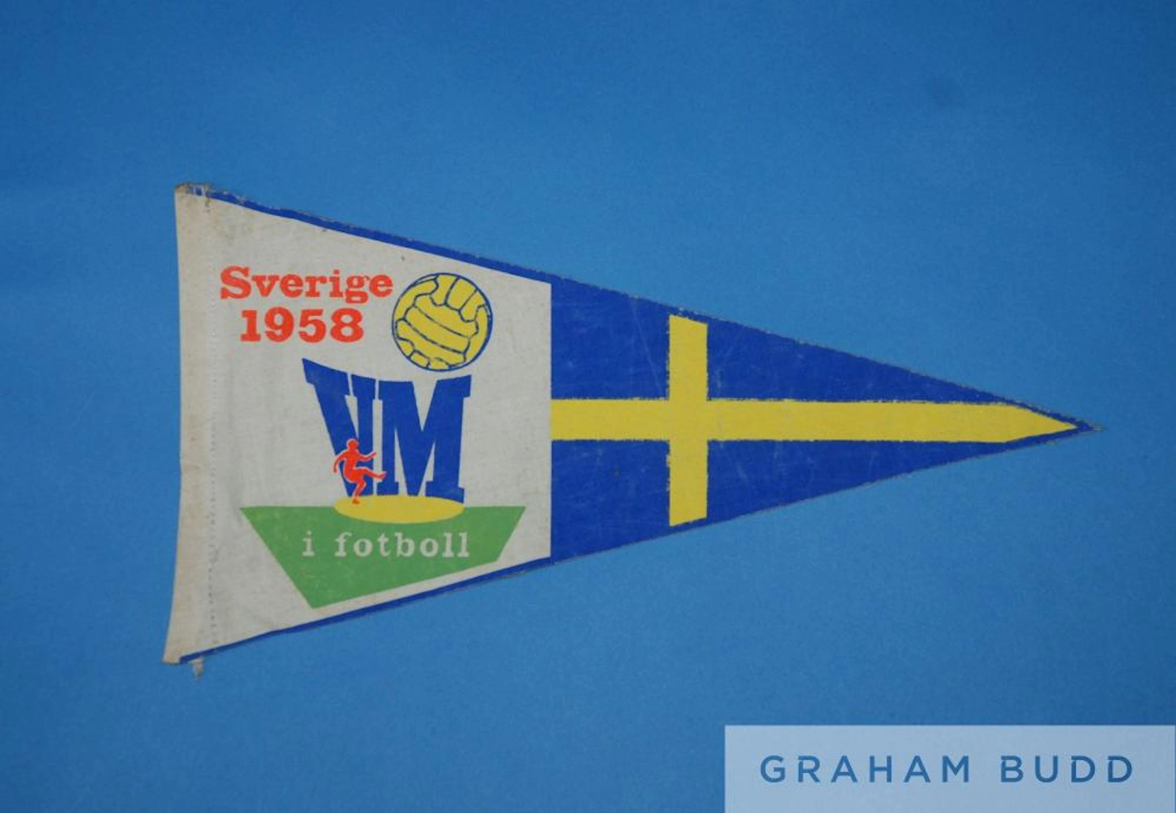 An official Sweden 1958 FIFA World Cup pennant