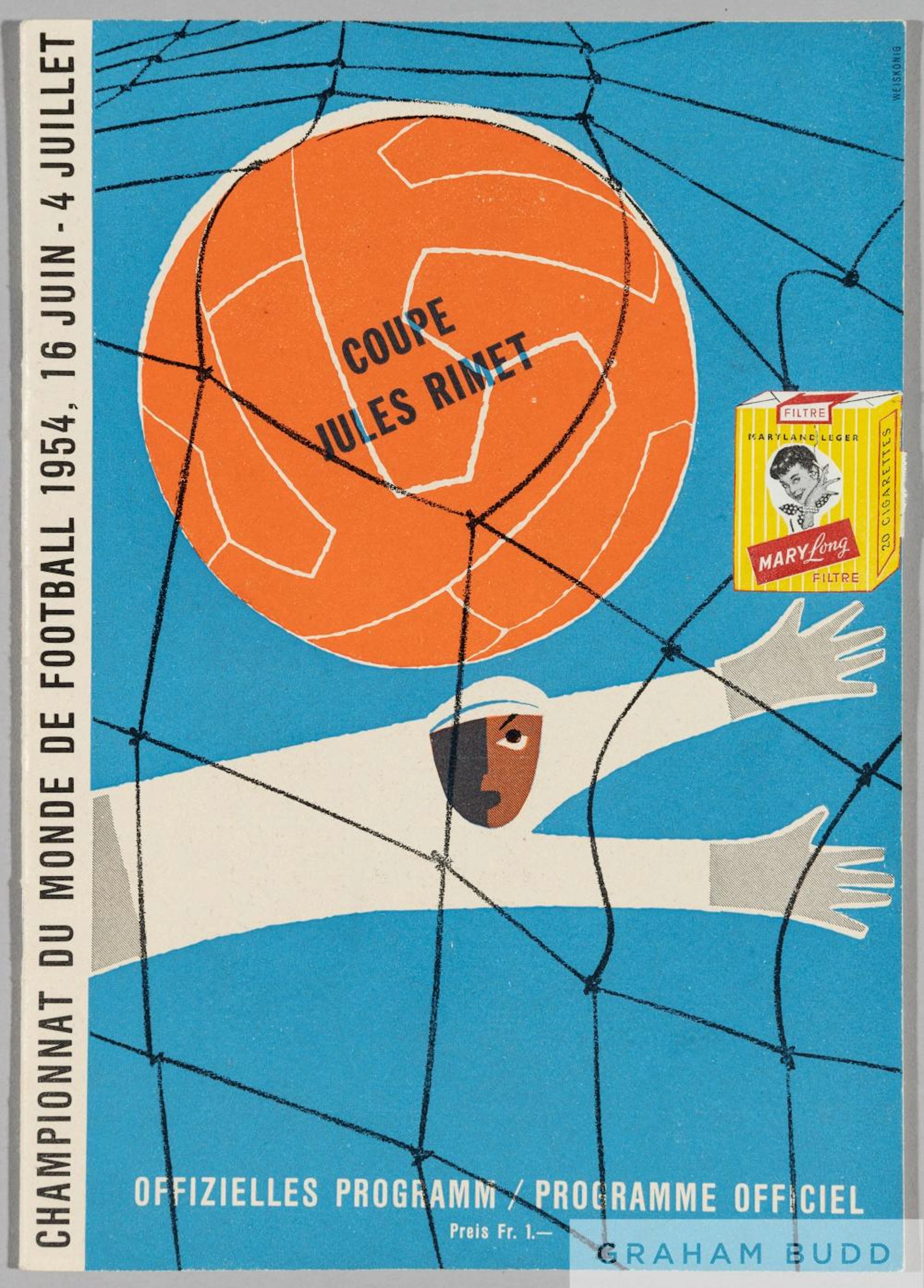1954 World Cup programme signed by the Italy team in the...