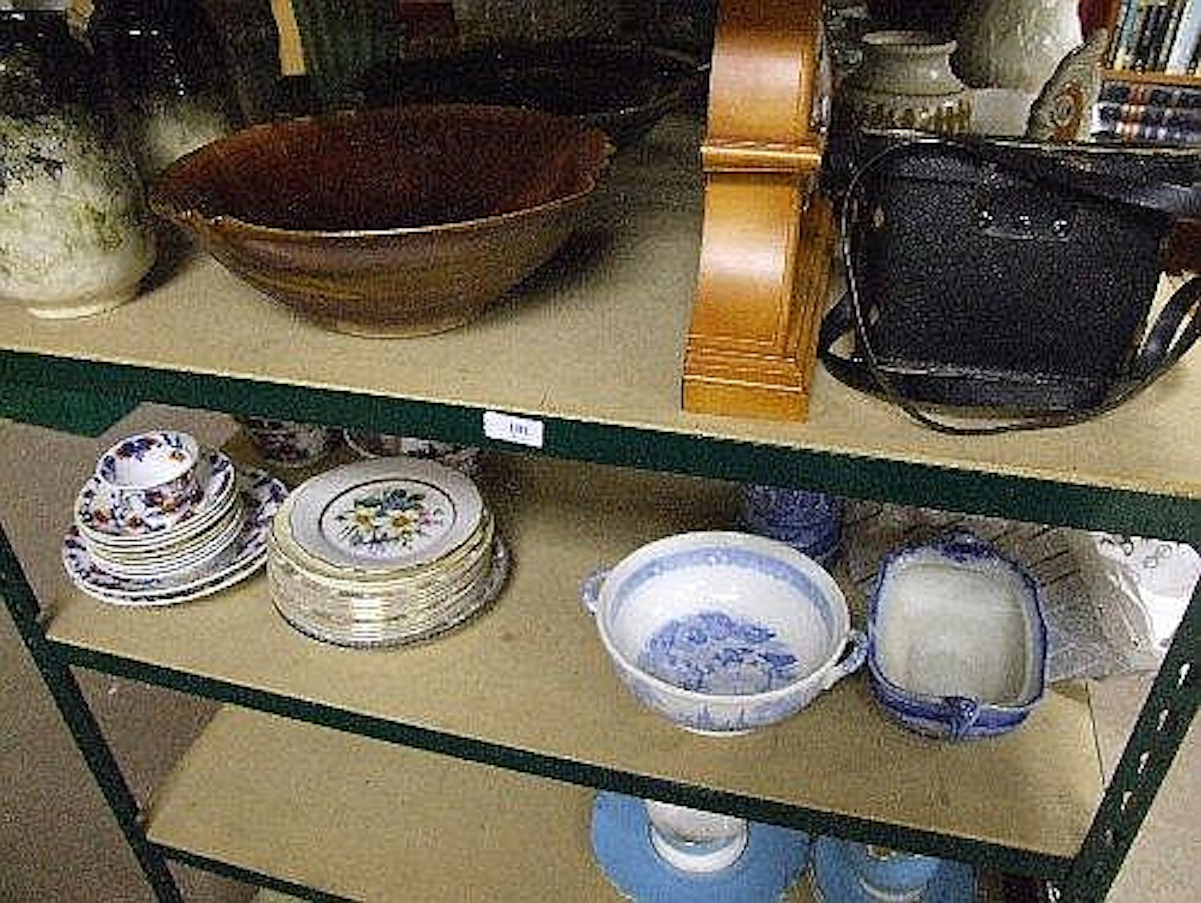 Three shelves of ceramics etc including Studio