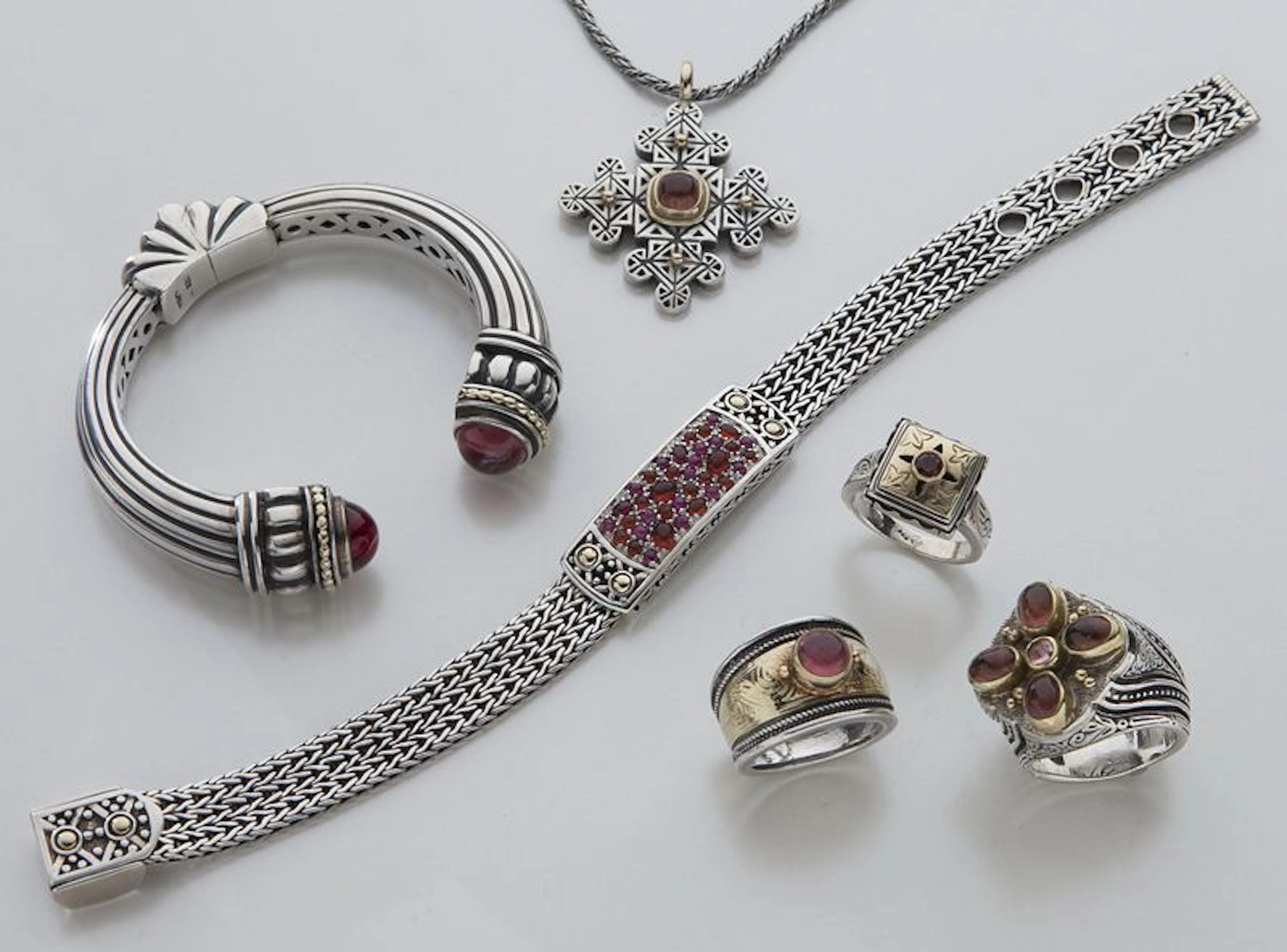 6 pcs. 18K and sterling silver jewelry