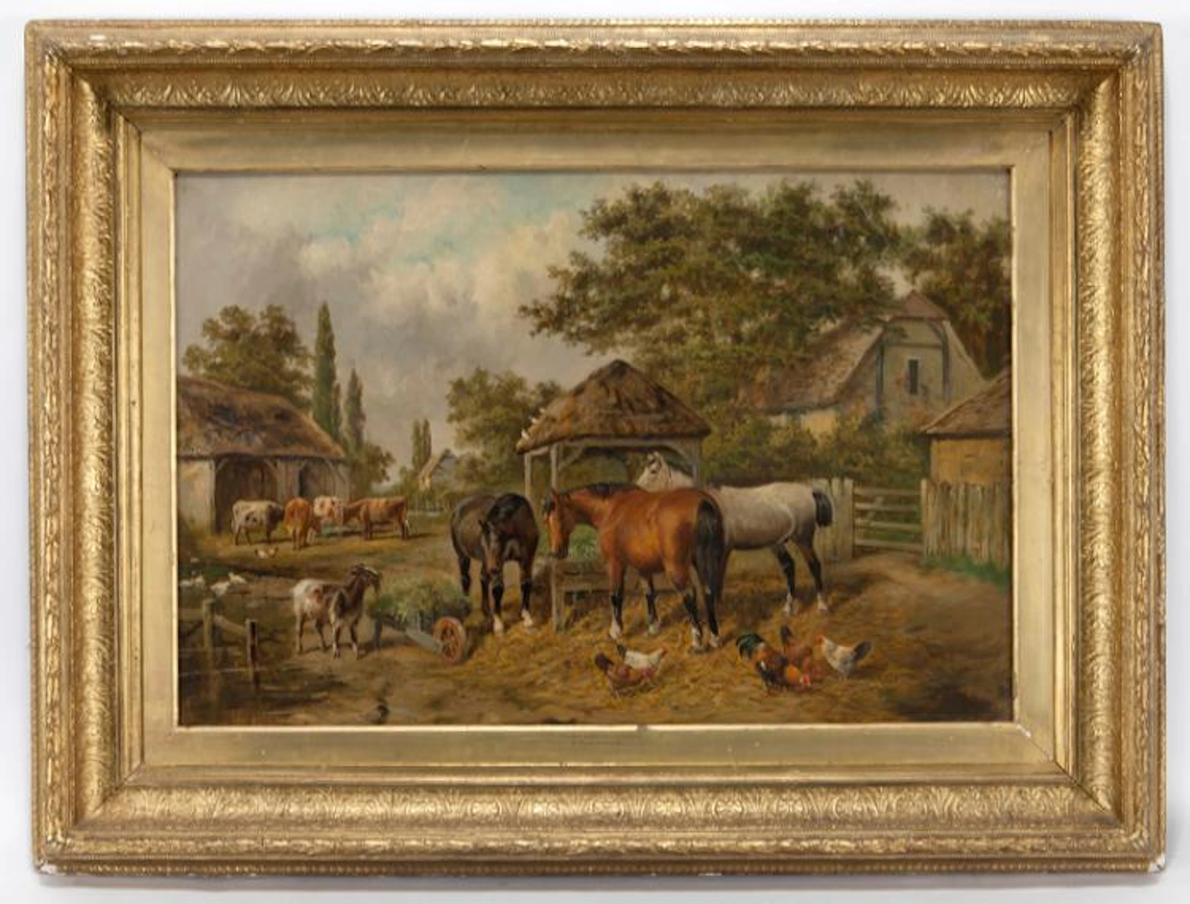 John Frederick Herring Jr. "Farm Scene" oil