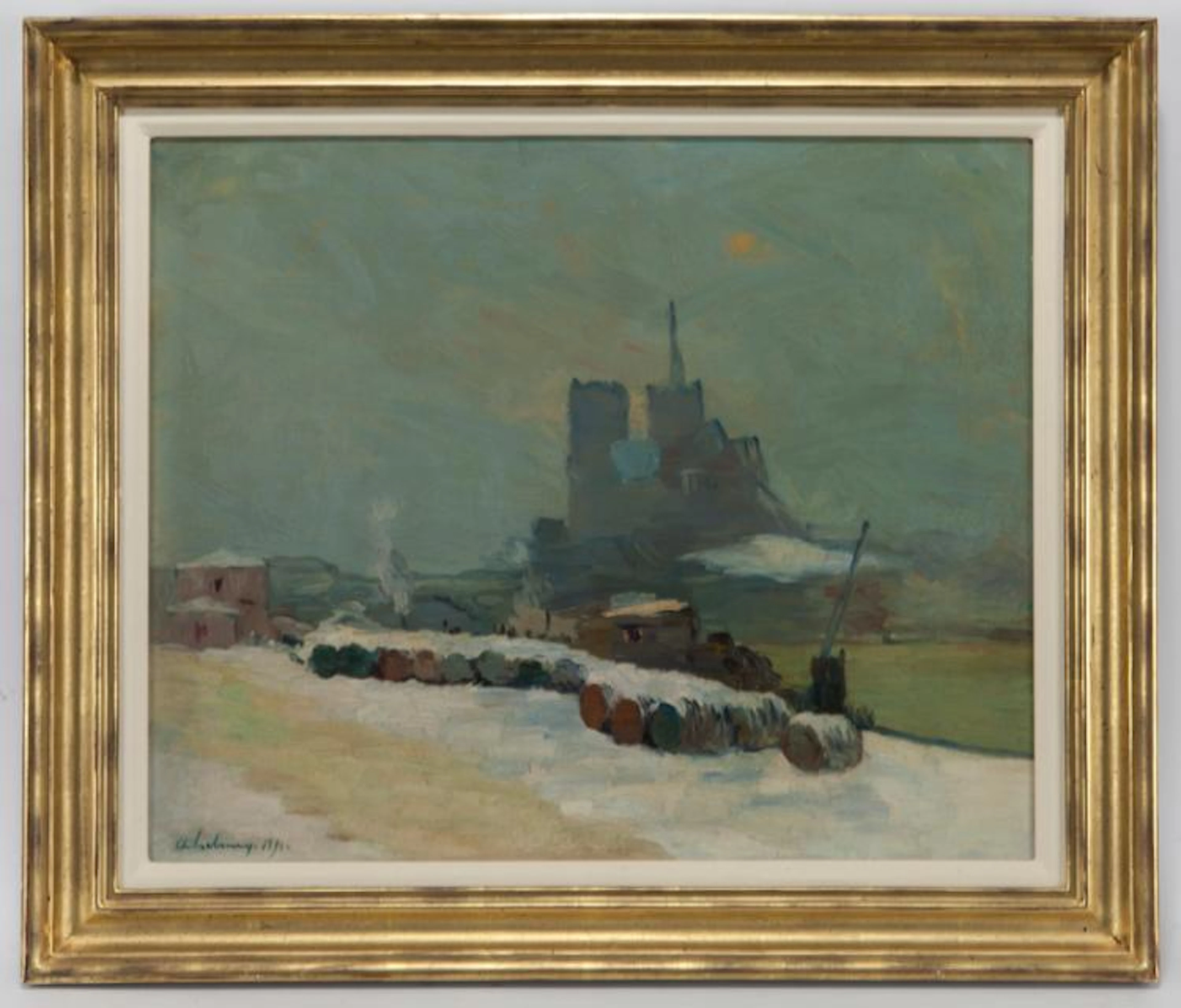 Albert Lebourg "Vue de Notre Dame, Hiver" oil