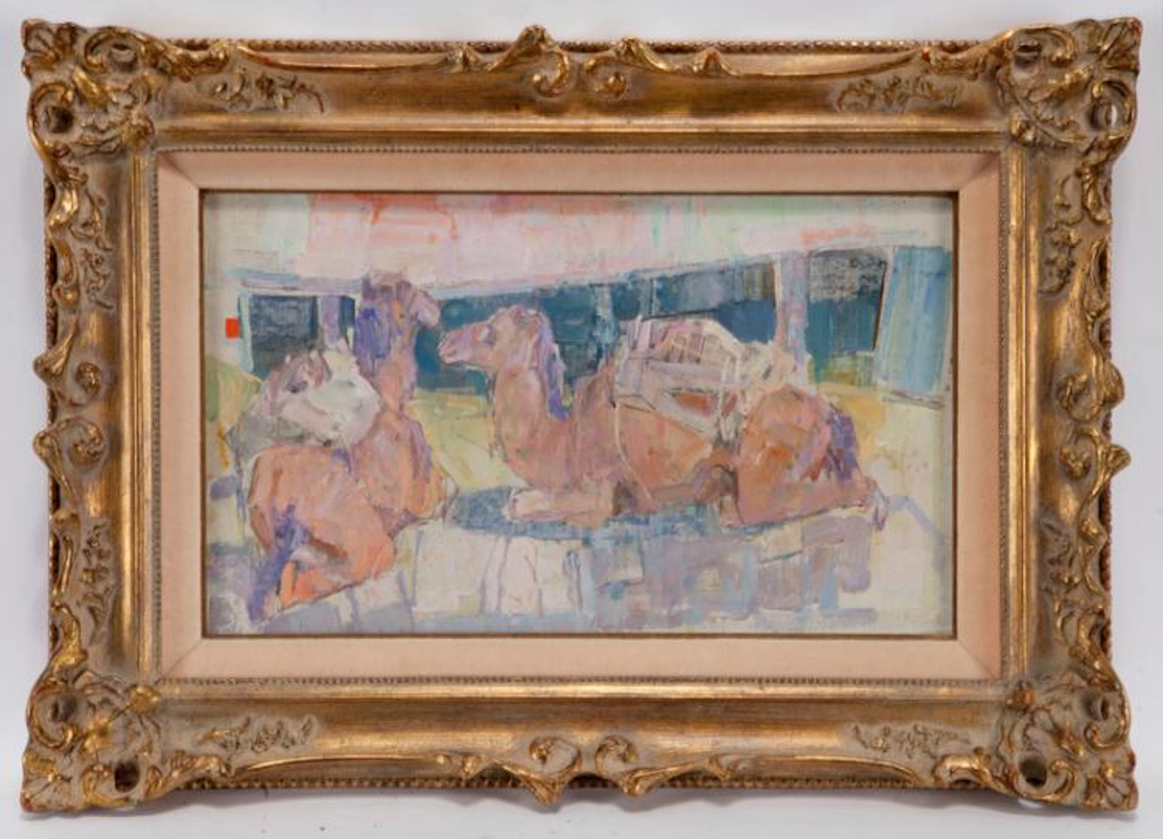 Leon Gaspard "Camels-North Africa" oil on