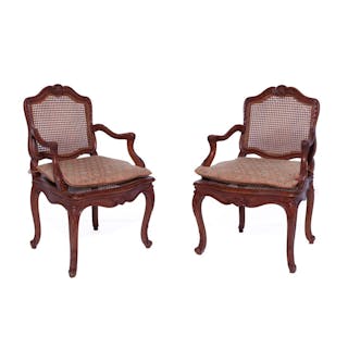 Pair of Louis XV Style Cane Back Side Chairs