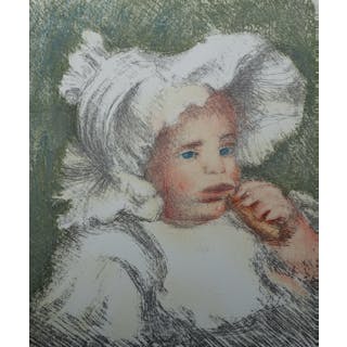 Pierre Auguste RENOIR (d’après) - Enfant au biscuit, 1951 - Lithographie signée