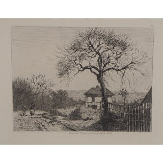Camille PISSARRO - Vieille maison en Normandie, 1873 - Gravure signée