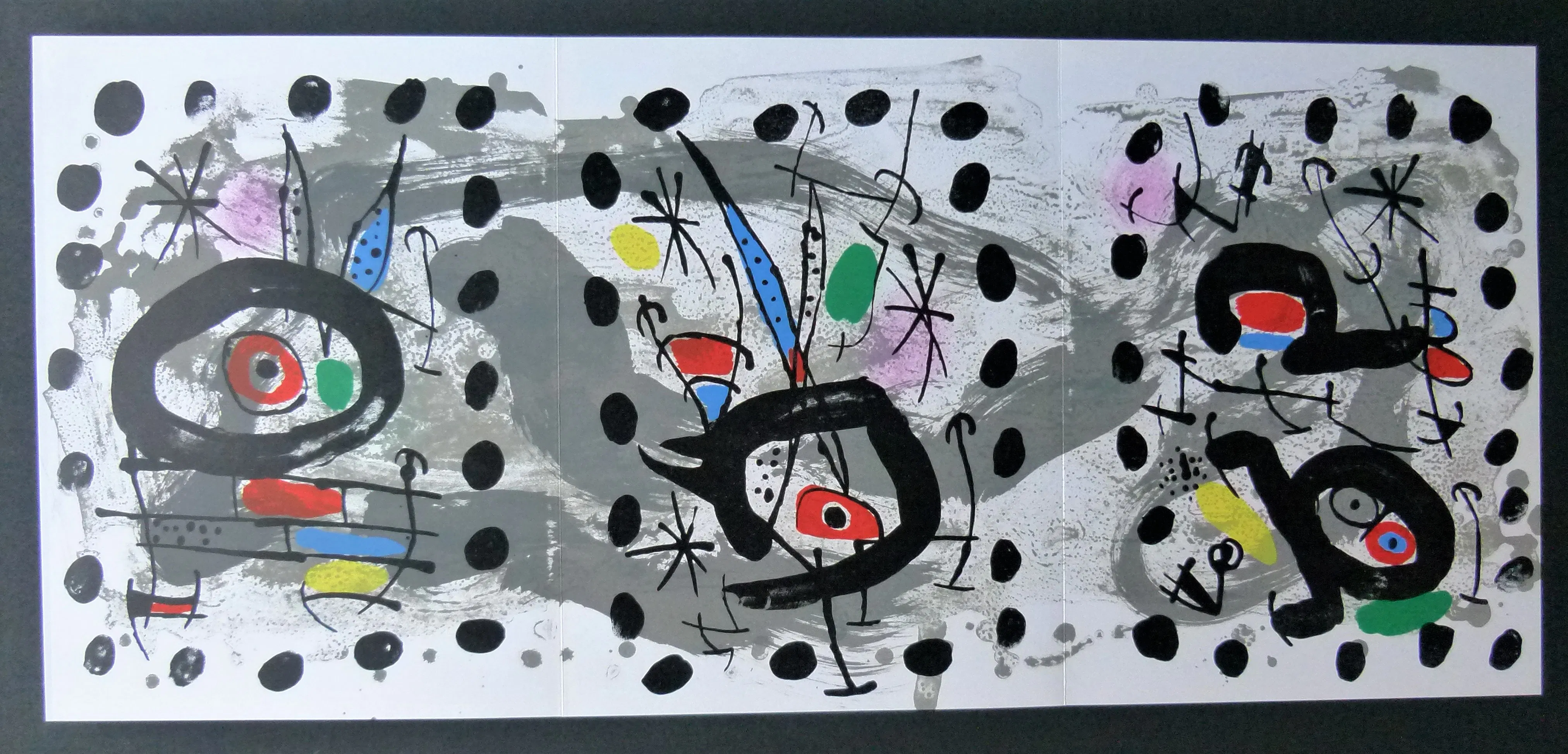 Lithographie Originale Joan Miró 'Oiseau Solaire, Lunaire Et étincelles' 1967 - France, 38x28 Cm, Abstraction