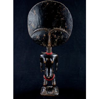Ghana, Ethnie Ashanti - Poupée de Fécondité - Statuette en bois et perles