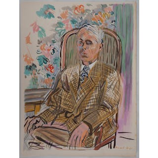 Raoul DUFY - Autoportrait au fauteuil, 1953, Lithographie originale