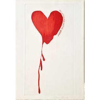 Jim Dine - Red Design for Satin Heart - Eau-forte signée