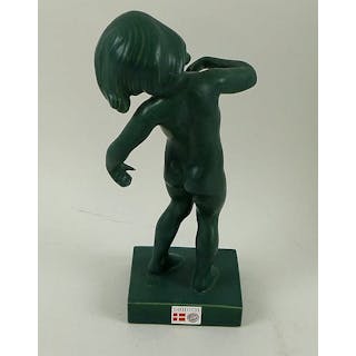 A Danish Art Deco green ceramic figurine, Kai Nielsen for P. Ipsens, modell