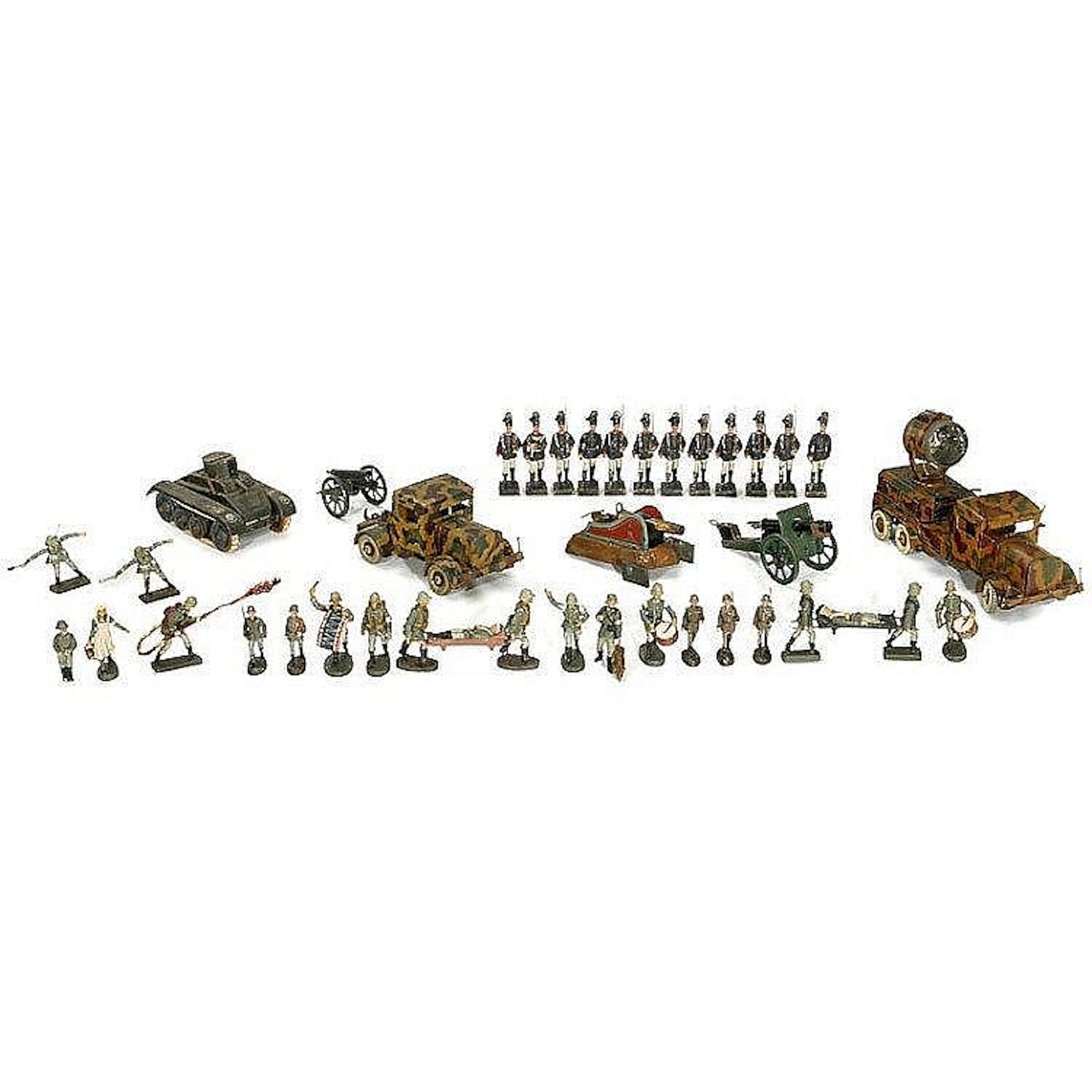 Lot of Military Toys by "Elastolin" and other Manufacturers, c. 1940