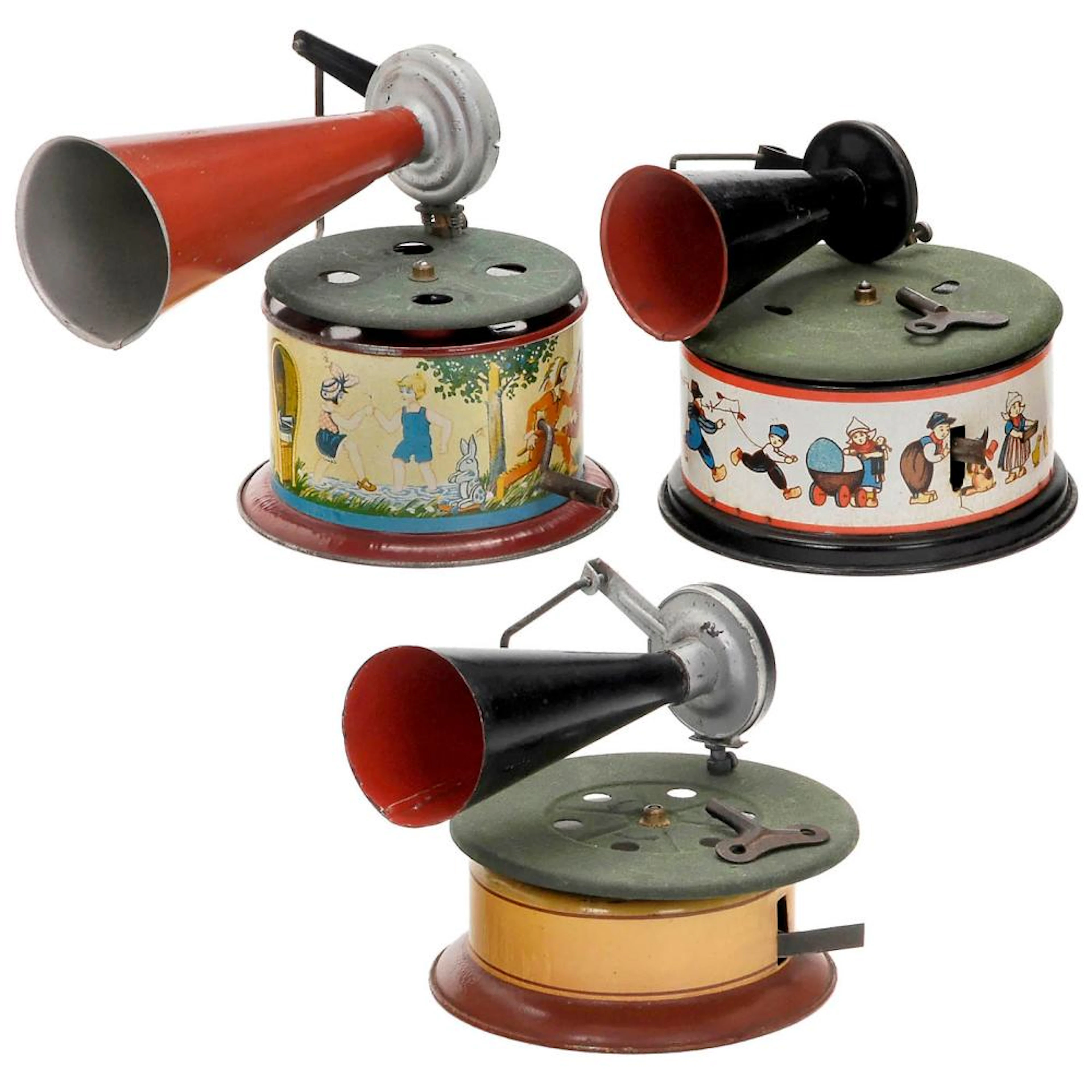3 Small Toy Gramophones, c. 1925