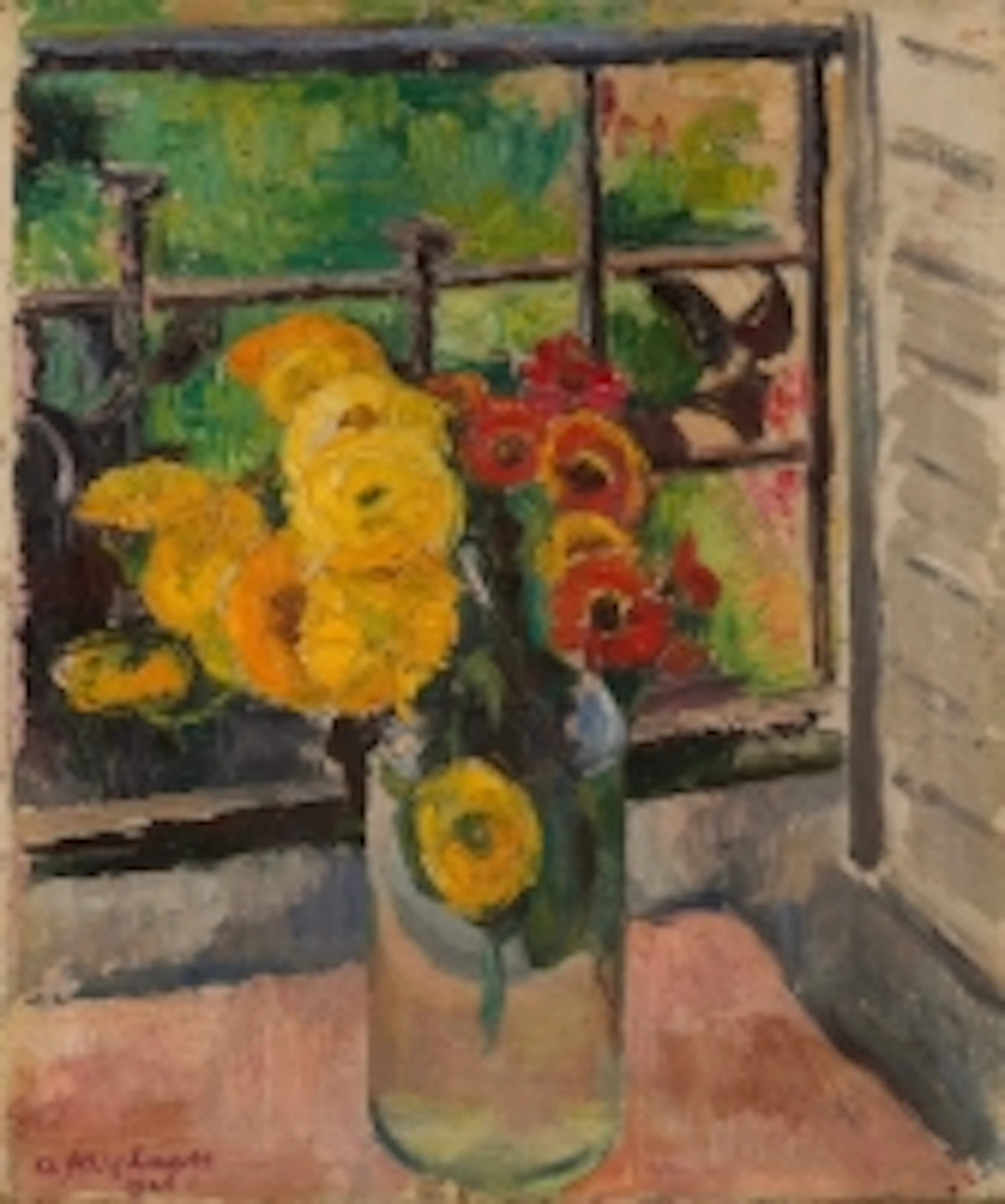 ANTON FAISTAUER 1887 - 1930 'Sonnenblumenstrauß in einer Glasvas