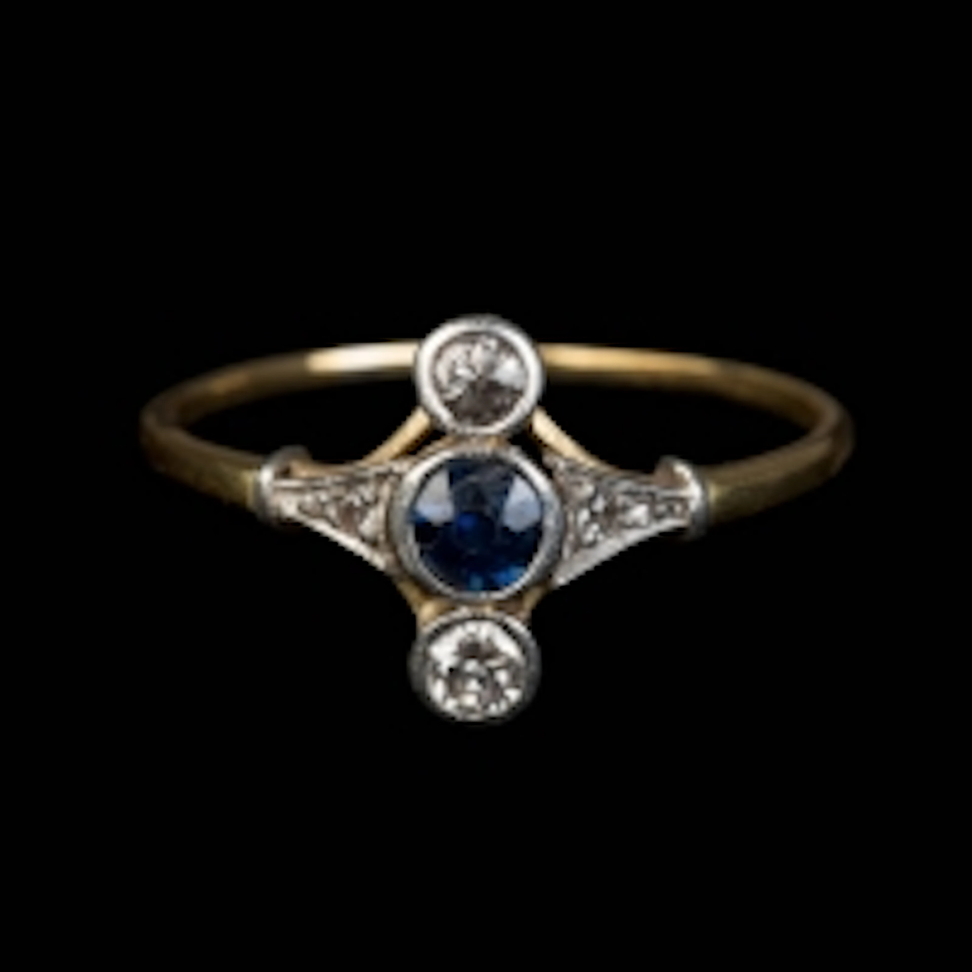 EDELSTEINRING MIT SAPHIR- UND DIAMANTBESATZ