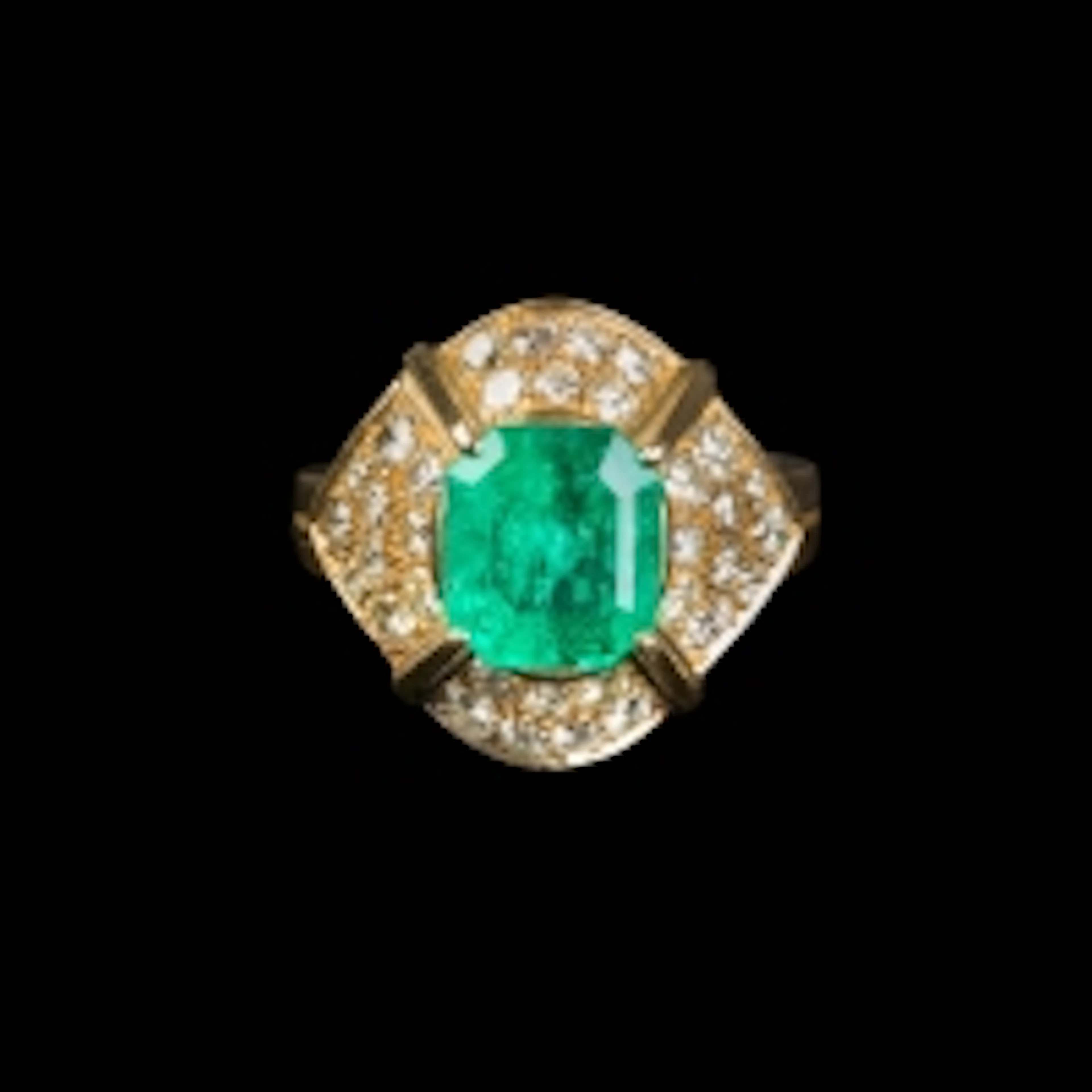 EDELSTEINRING MIT SAPHIR UND BRILLANTBESATZ