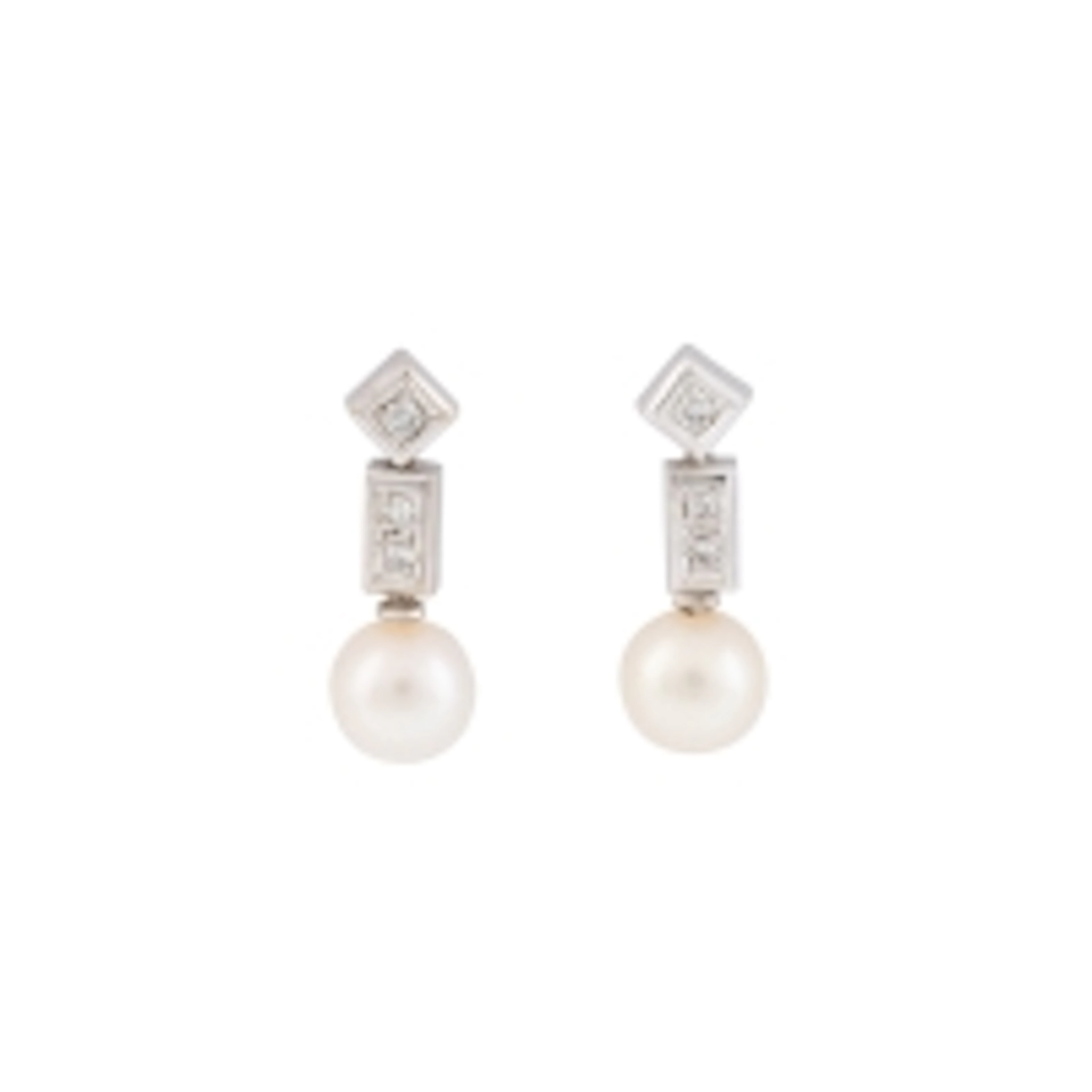 PAAR OHRSTECKER MIT PERLE UND DIAMANTBESATZ