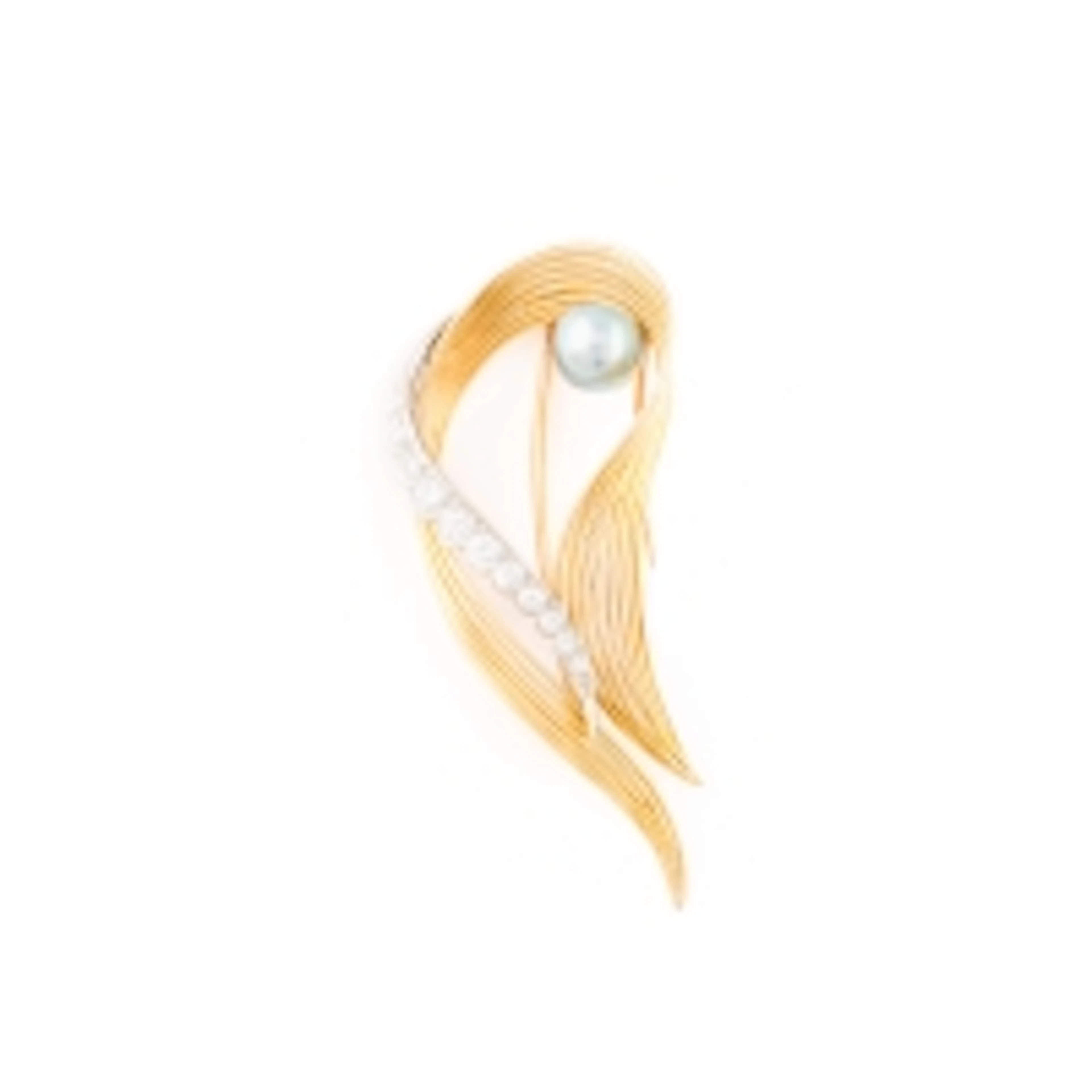 BROSCHE MIT BRILLANTBESATZ UND PERLE