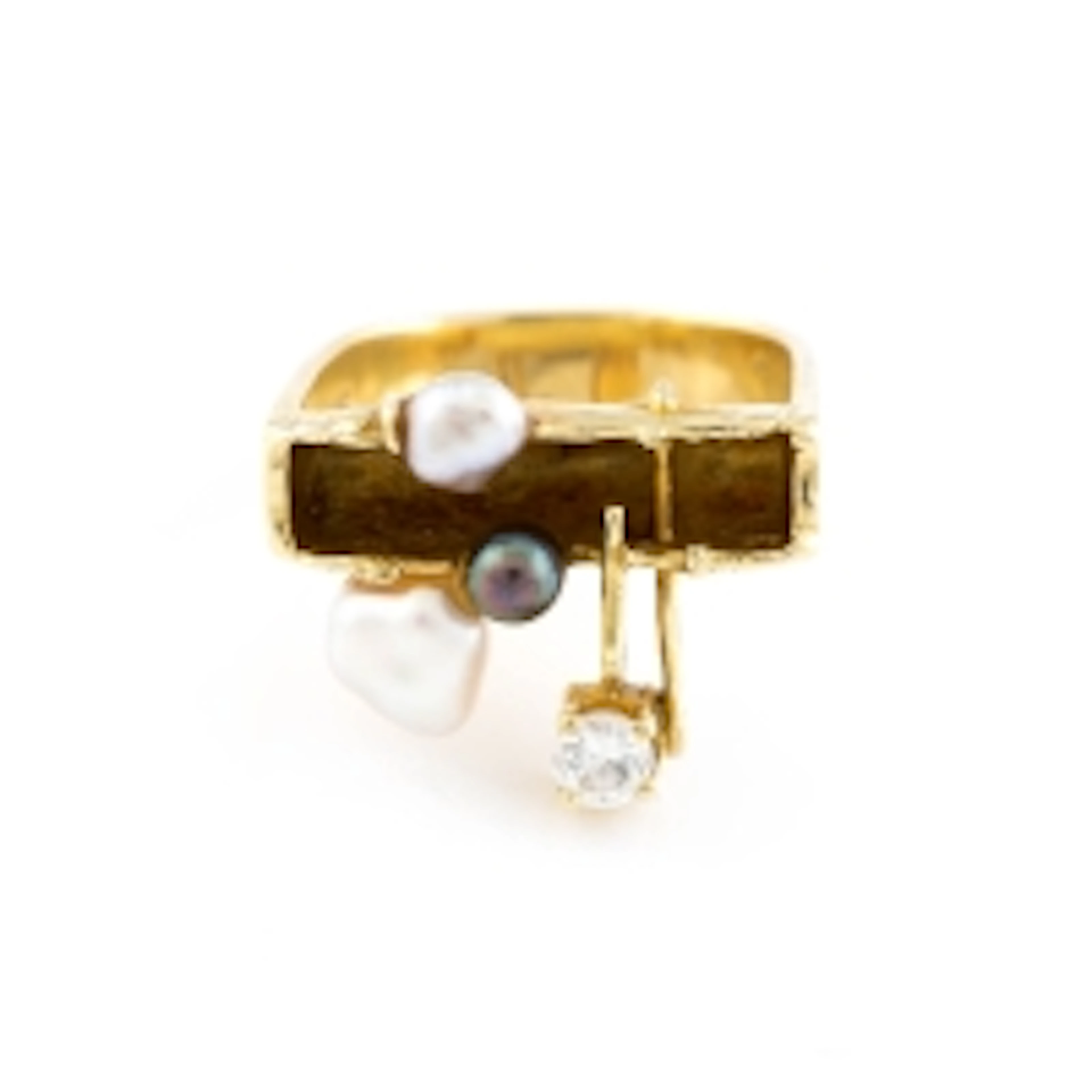 RING MIT PERL- UND DIAMANTBESATZ