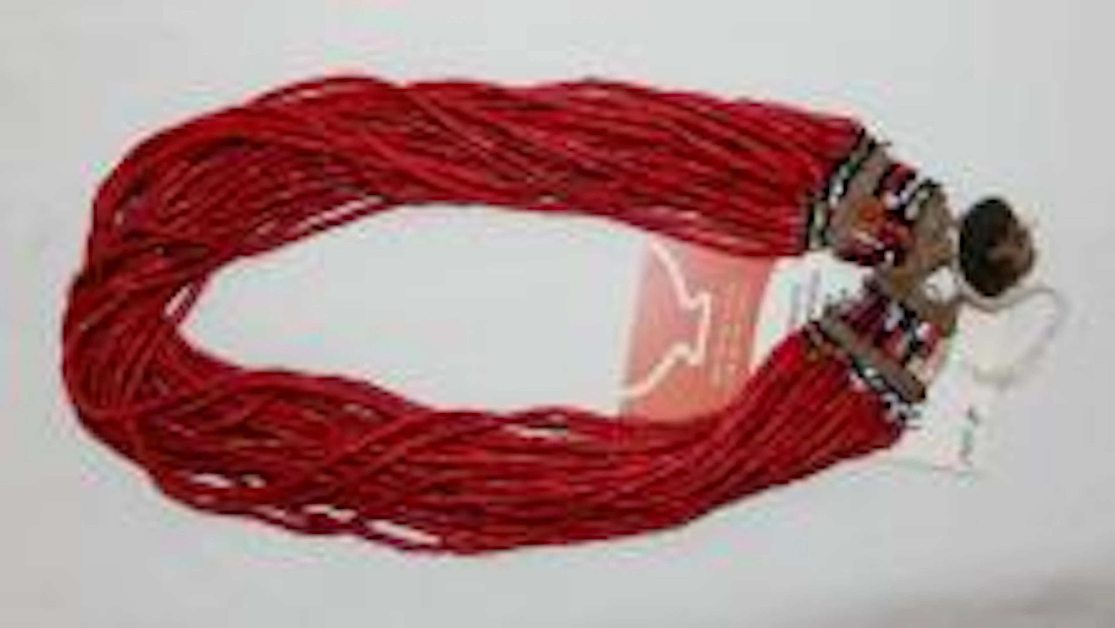 Glass Bead Necklace : Naga Medium Red Multi-strand Glass Bead Necklace